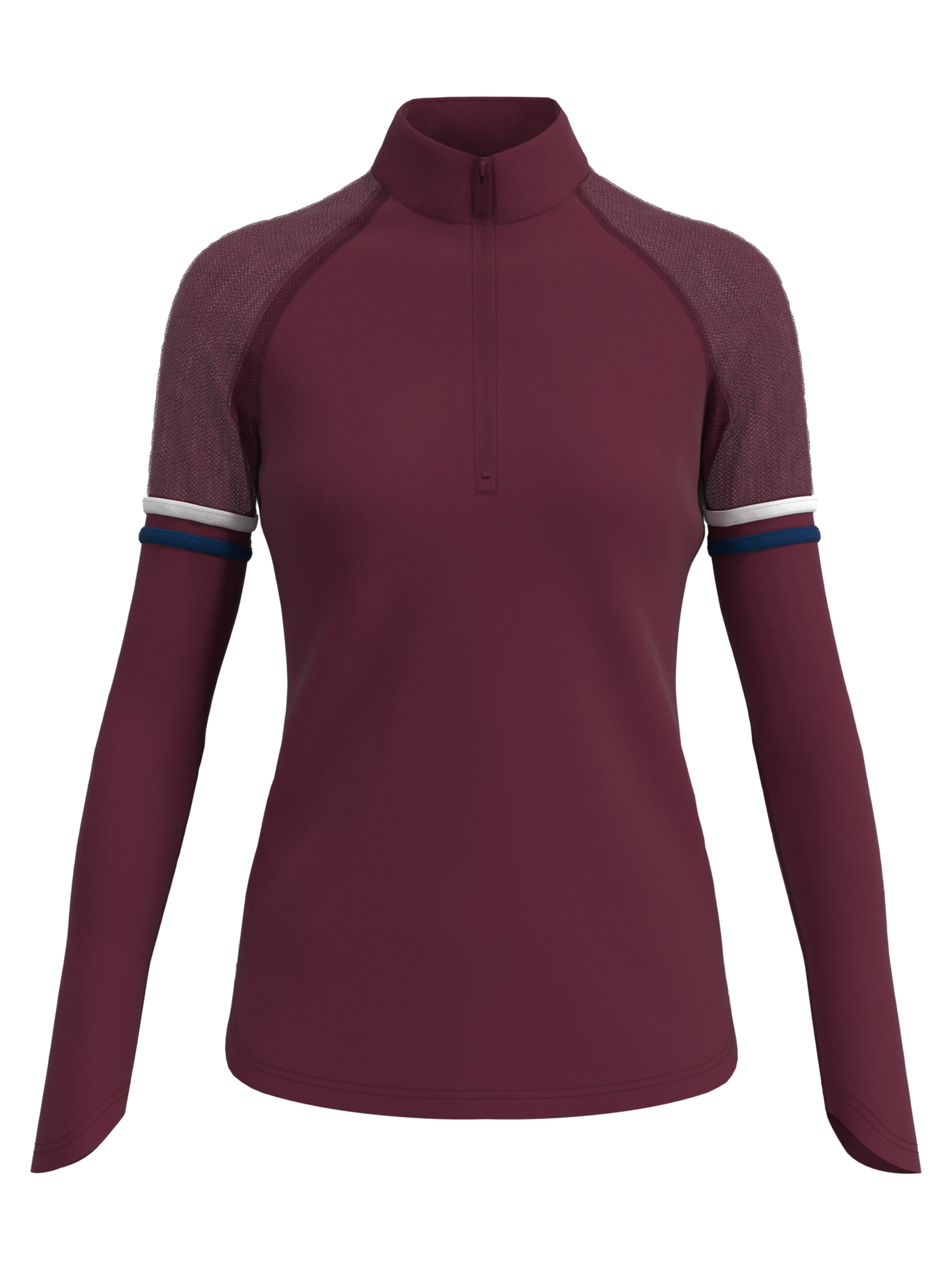 Women's Quarter Zip Tennis Shirt with Contrast Sleeves