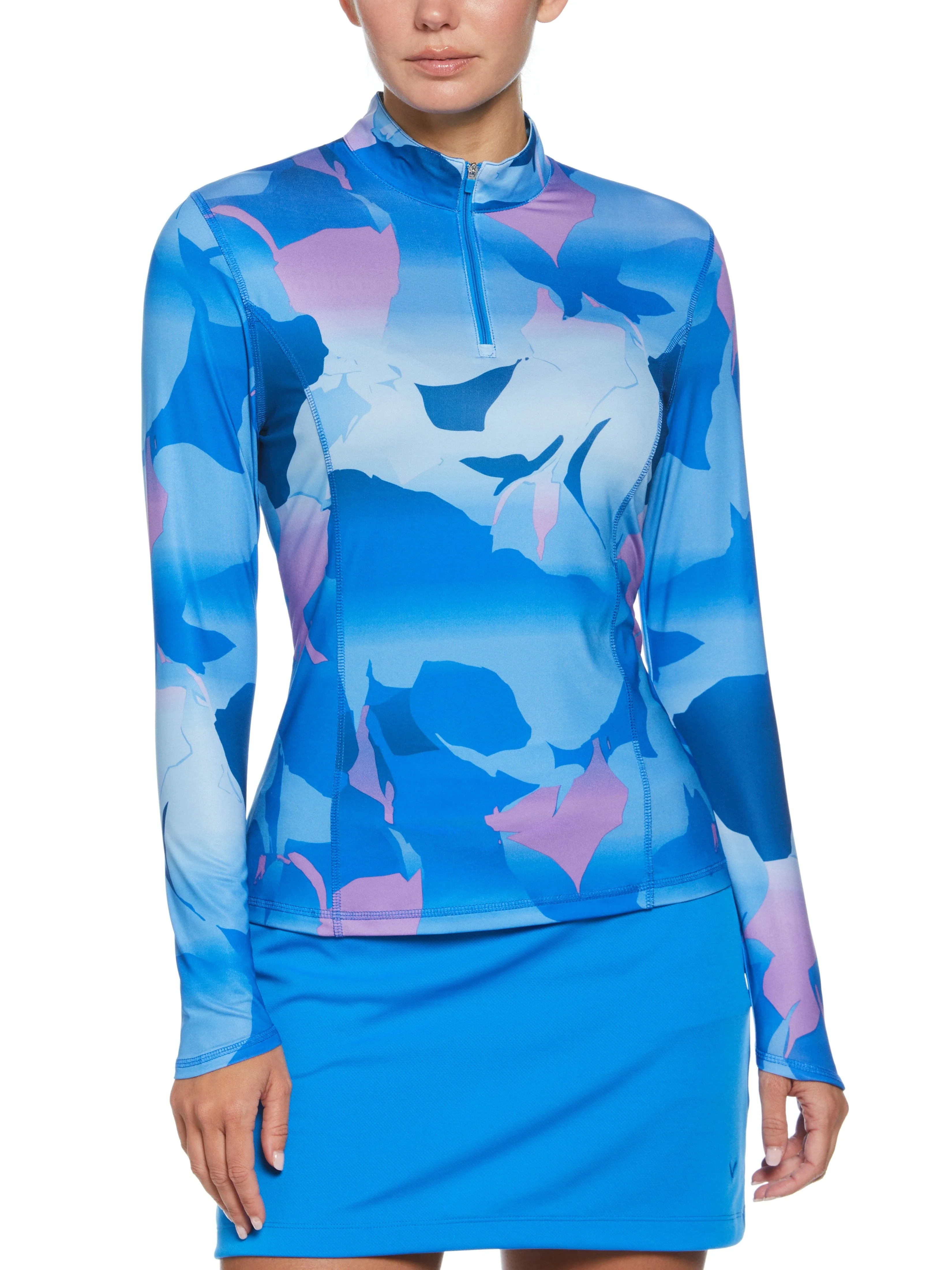 Abstract Gradient Print Sun Protection Golf Shirt