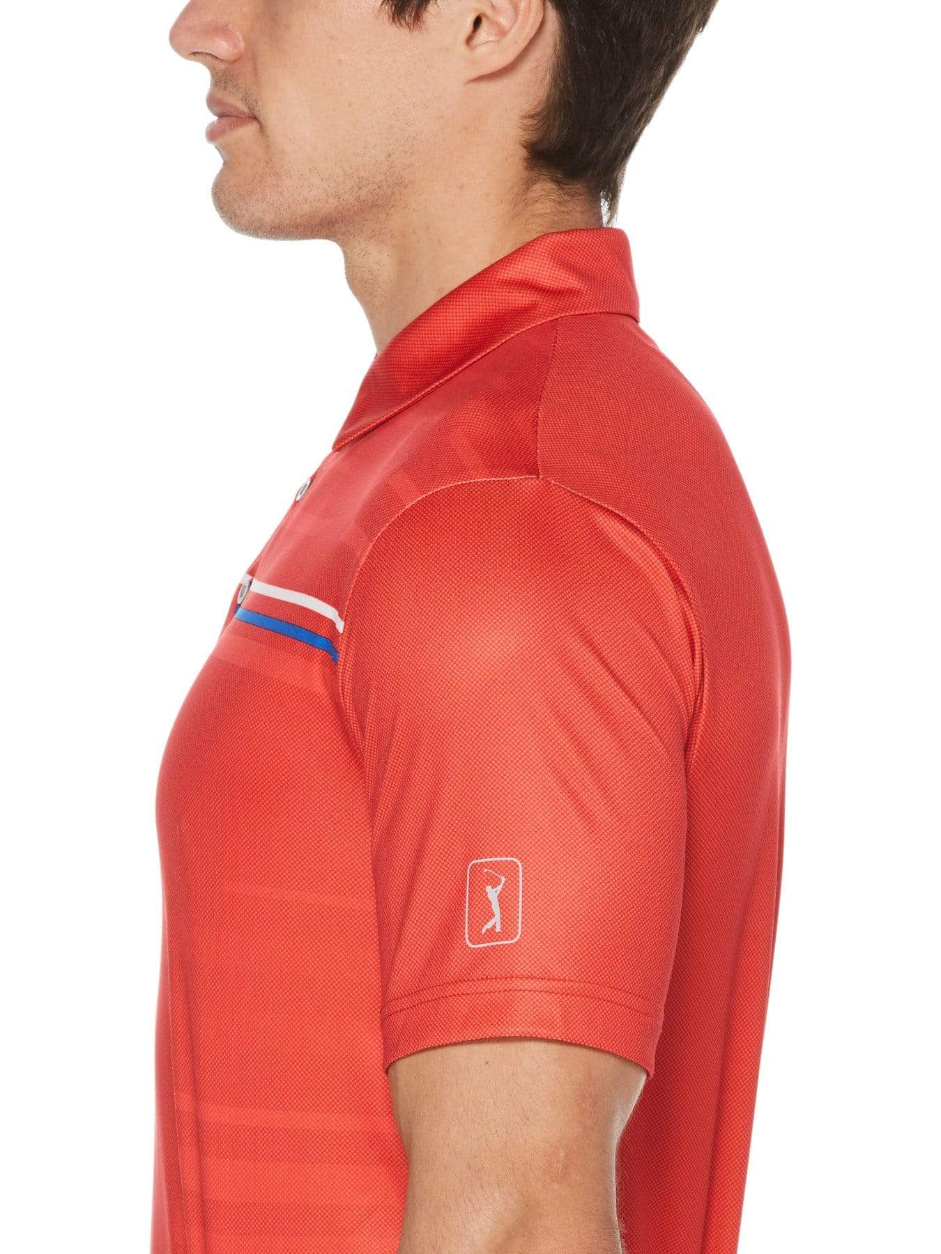 Men's Allover Shadow Stripe Print Short Sleeve Polo - Image 3