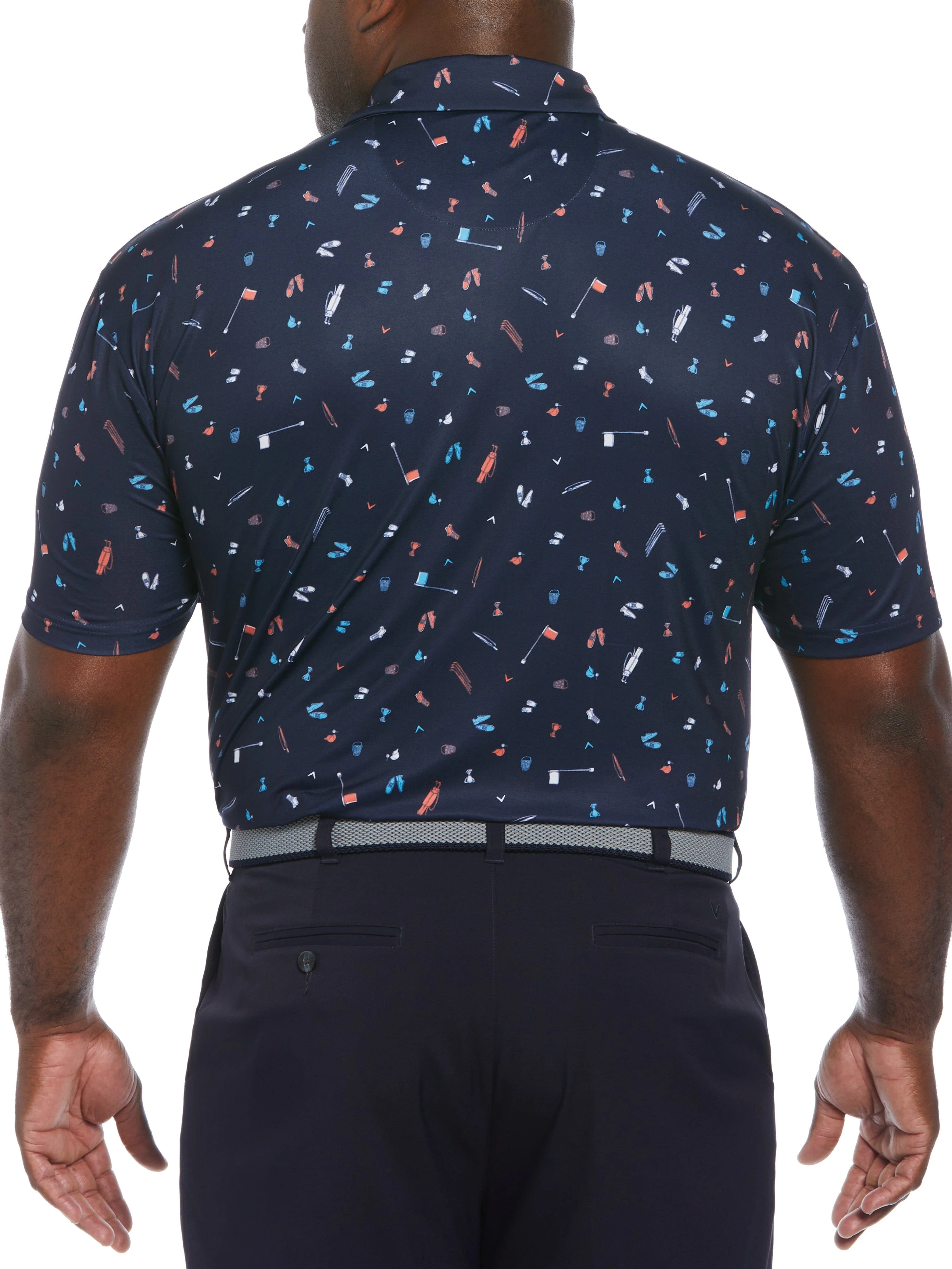 Big & Tall Short Sleeve All Over Tee Time Print Polo - Image 2