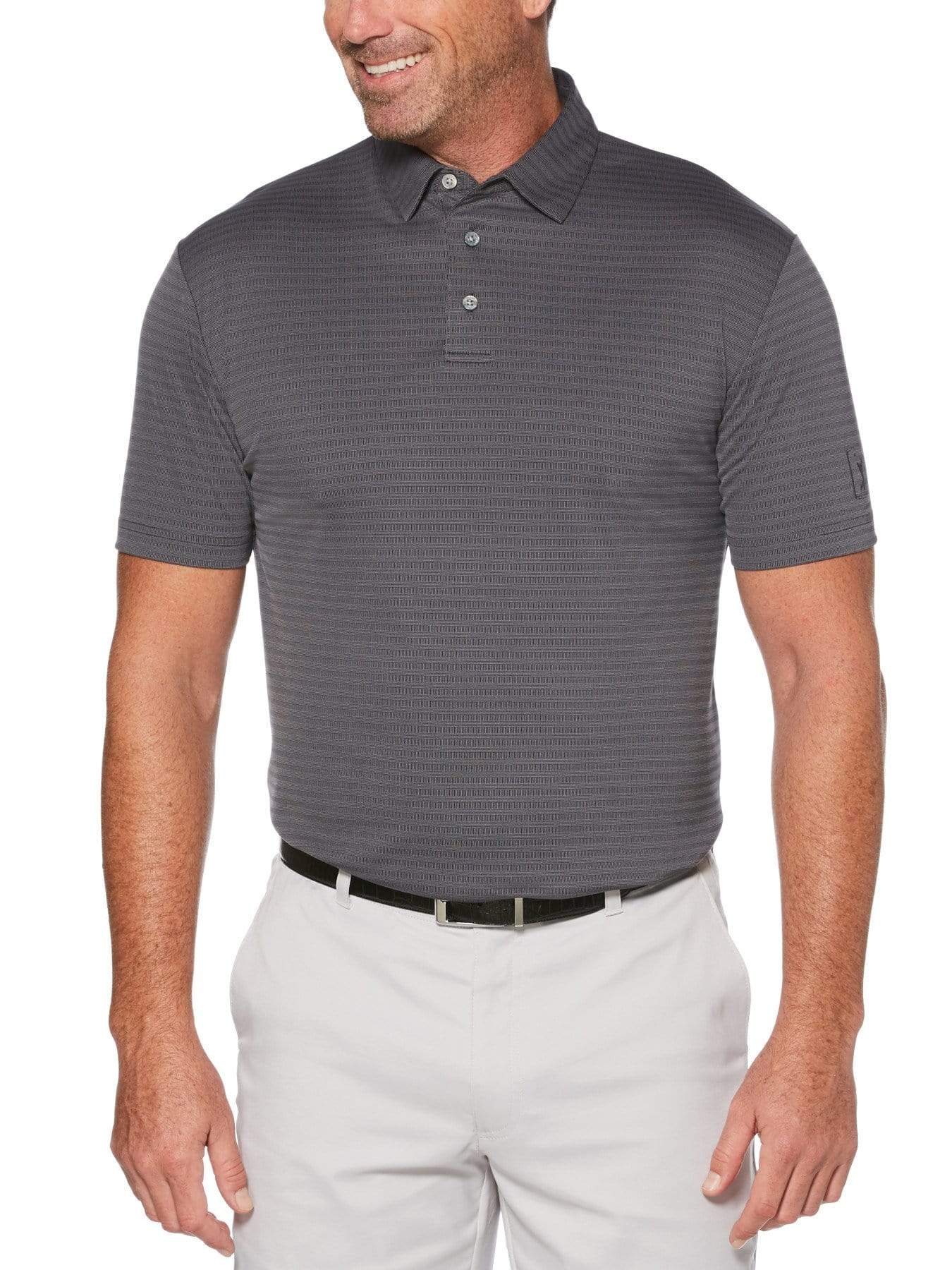 Big & Tall Two Tone Horizontal Jacquard Stripe Polo