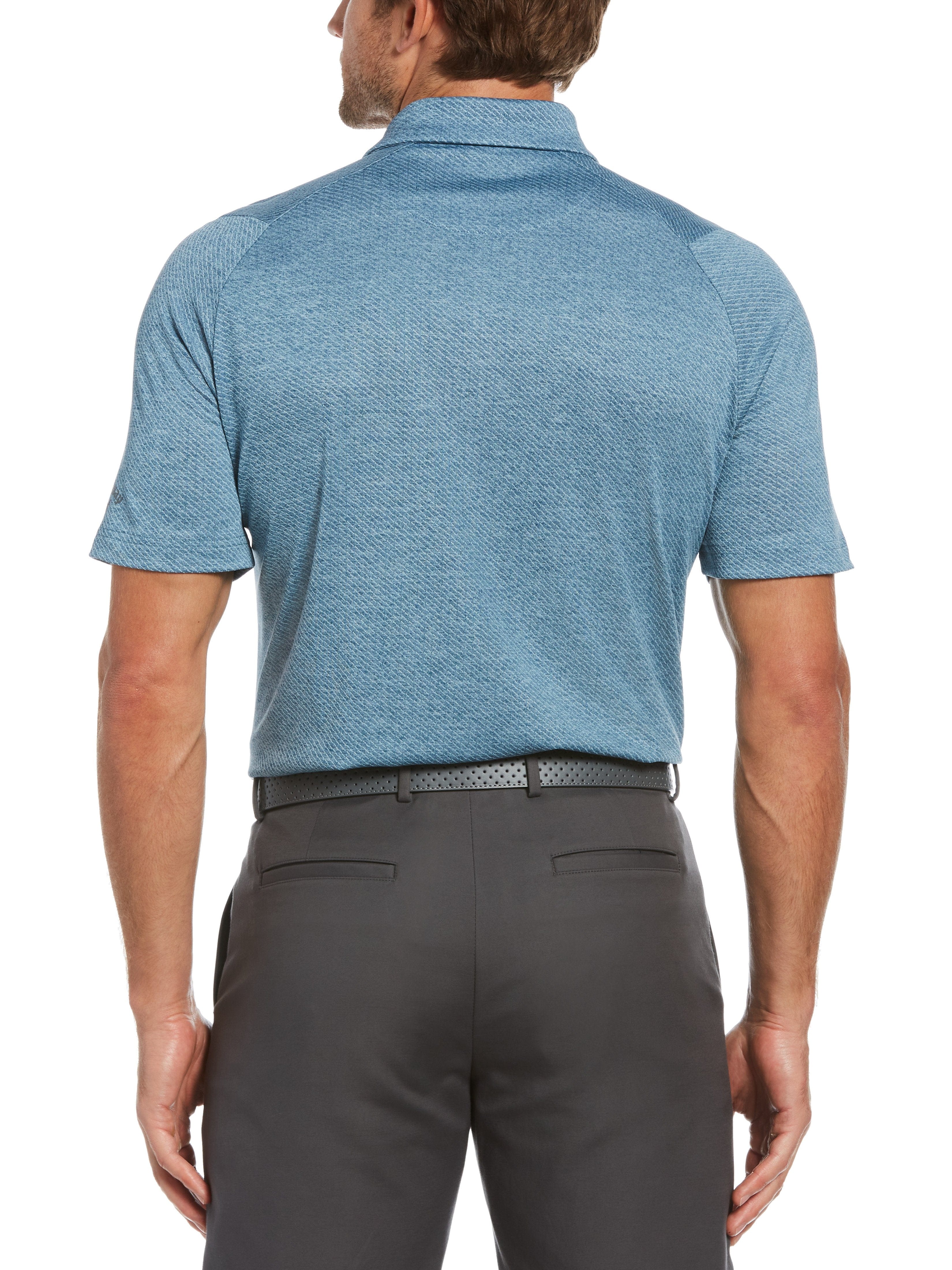 Big & Tall Ventilated Heather Jacquard Golf Polo - Image 2