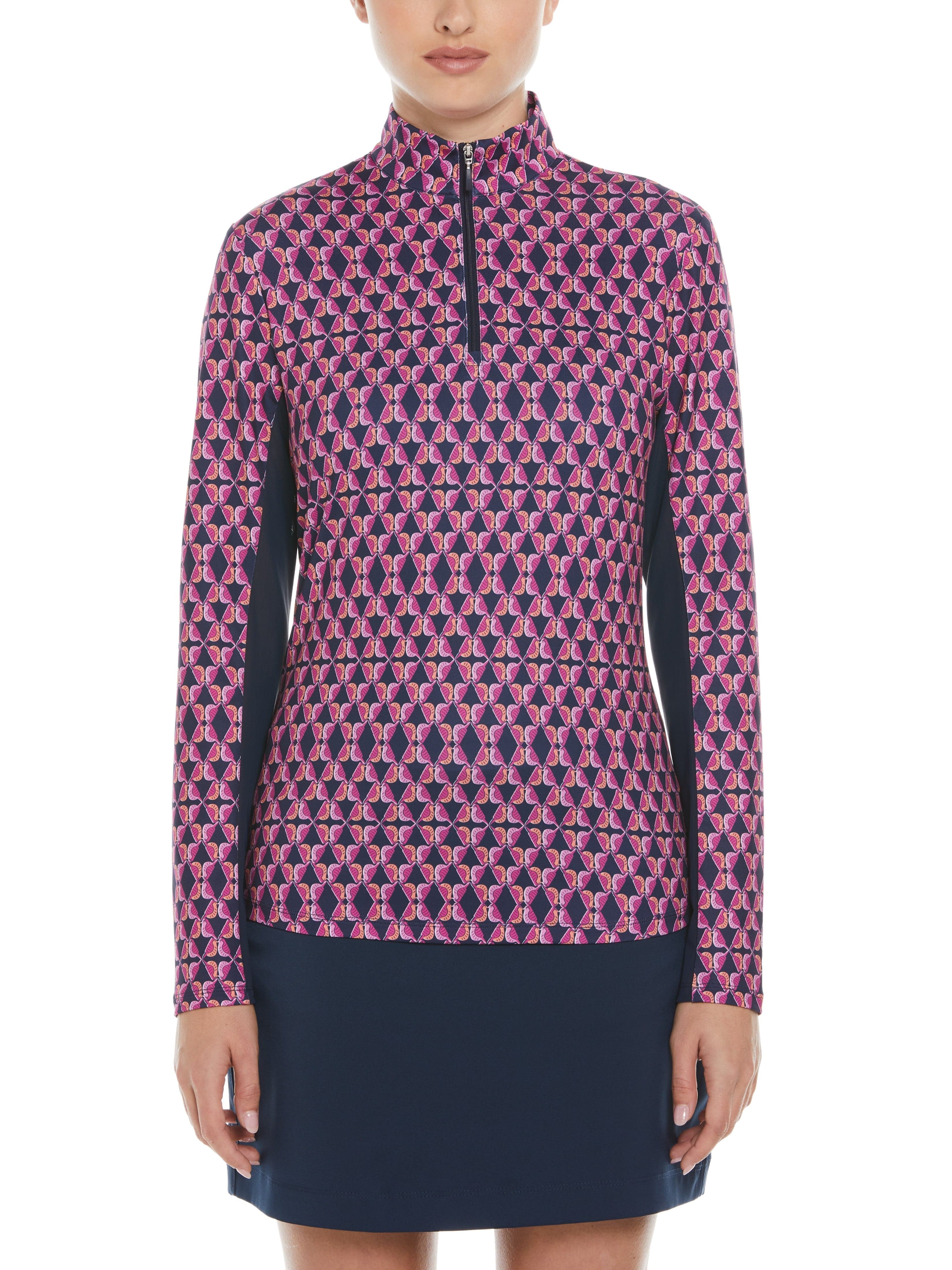 Women's Birdie Geo Print Sun Protection Quarter Zip