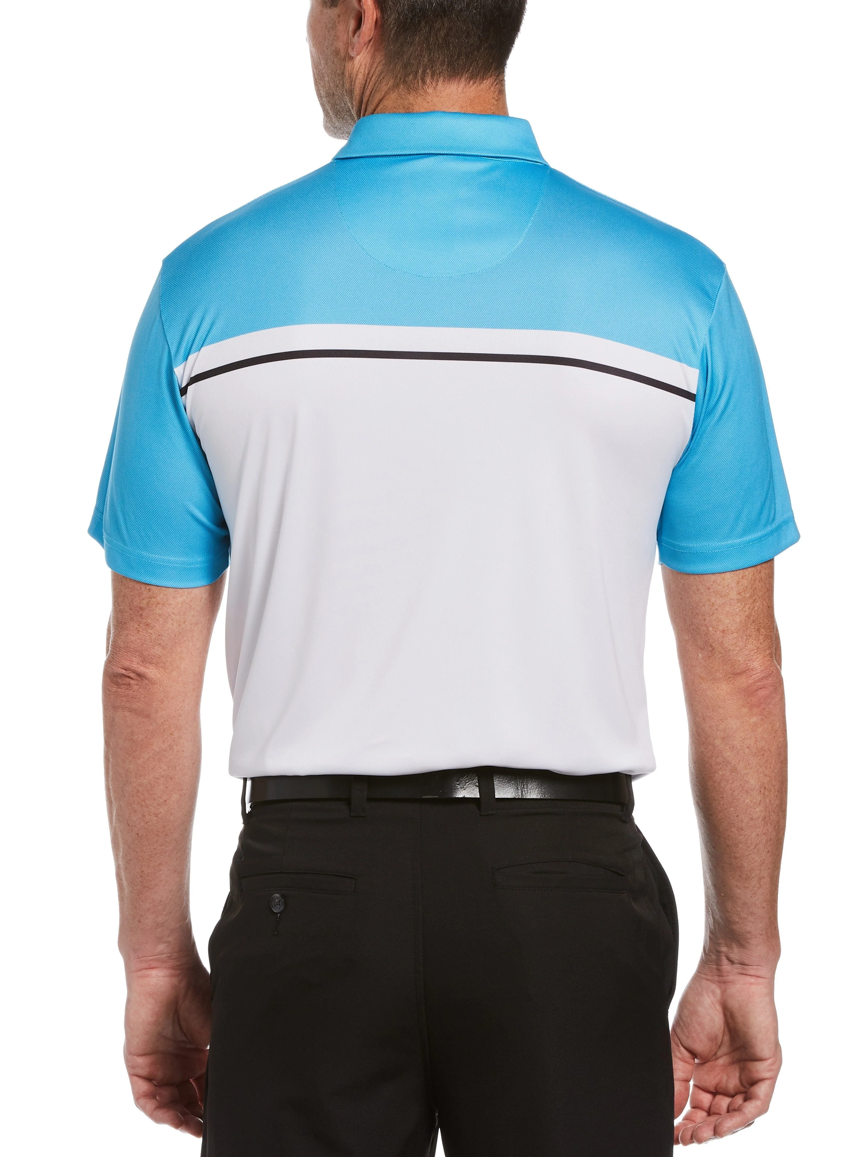 Men's Blocked Birdseye Print Golf Polo - Image 2