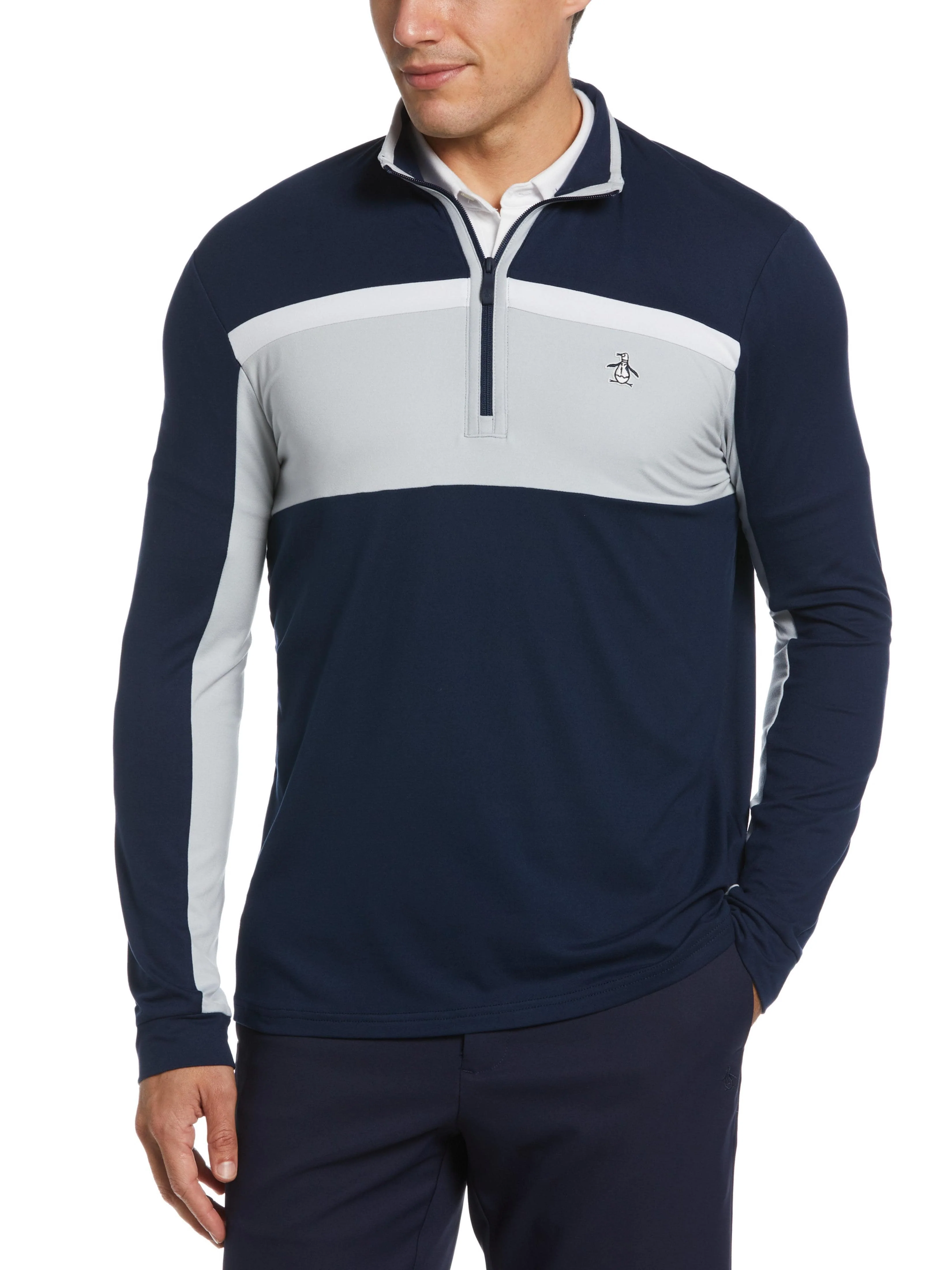 Men's Color Block Quarter Zip Sweater