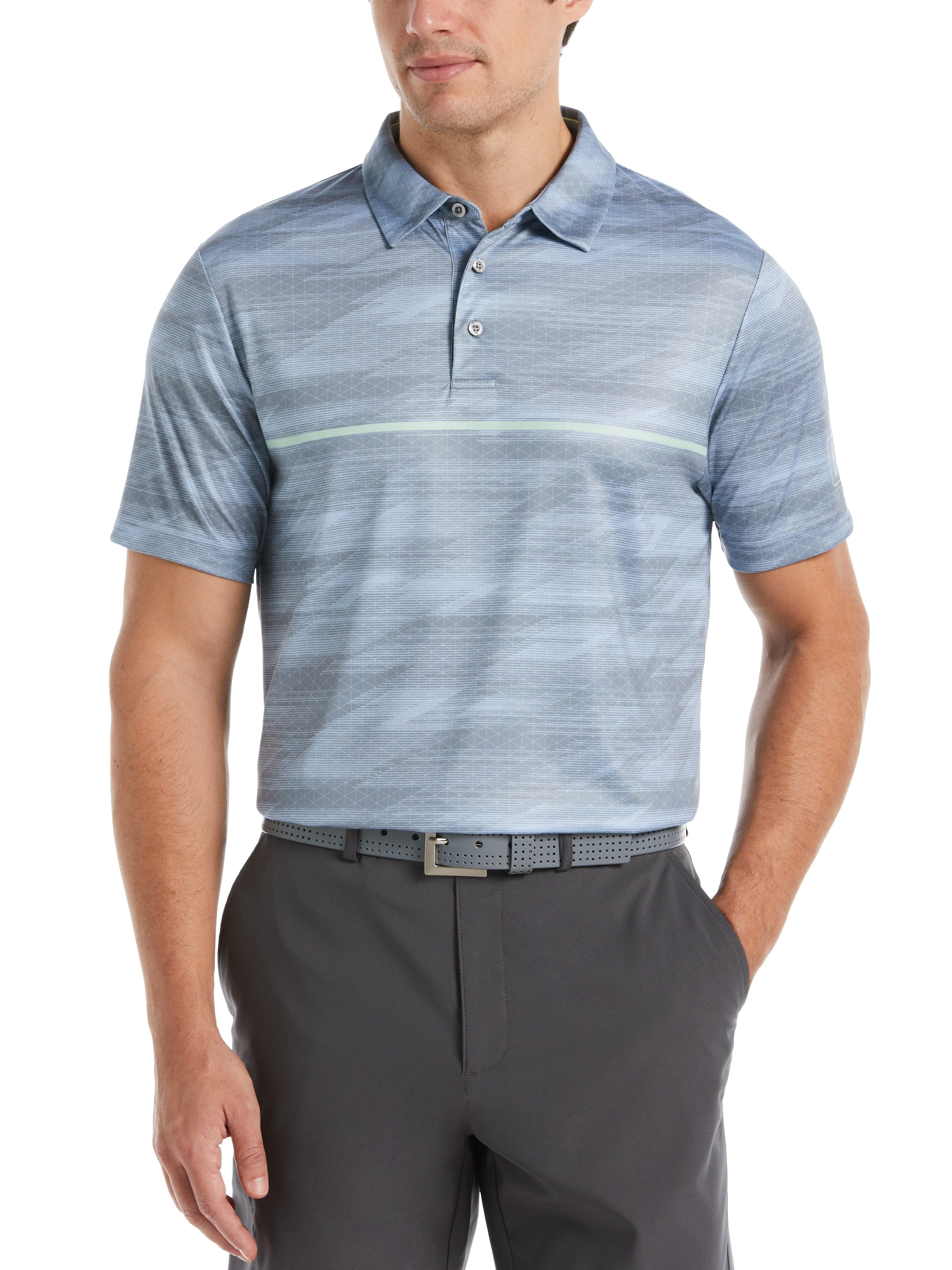 Men's Digitized Chest Stripe Print Golf Polo