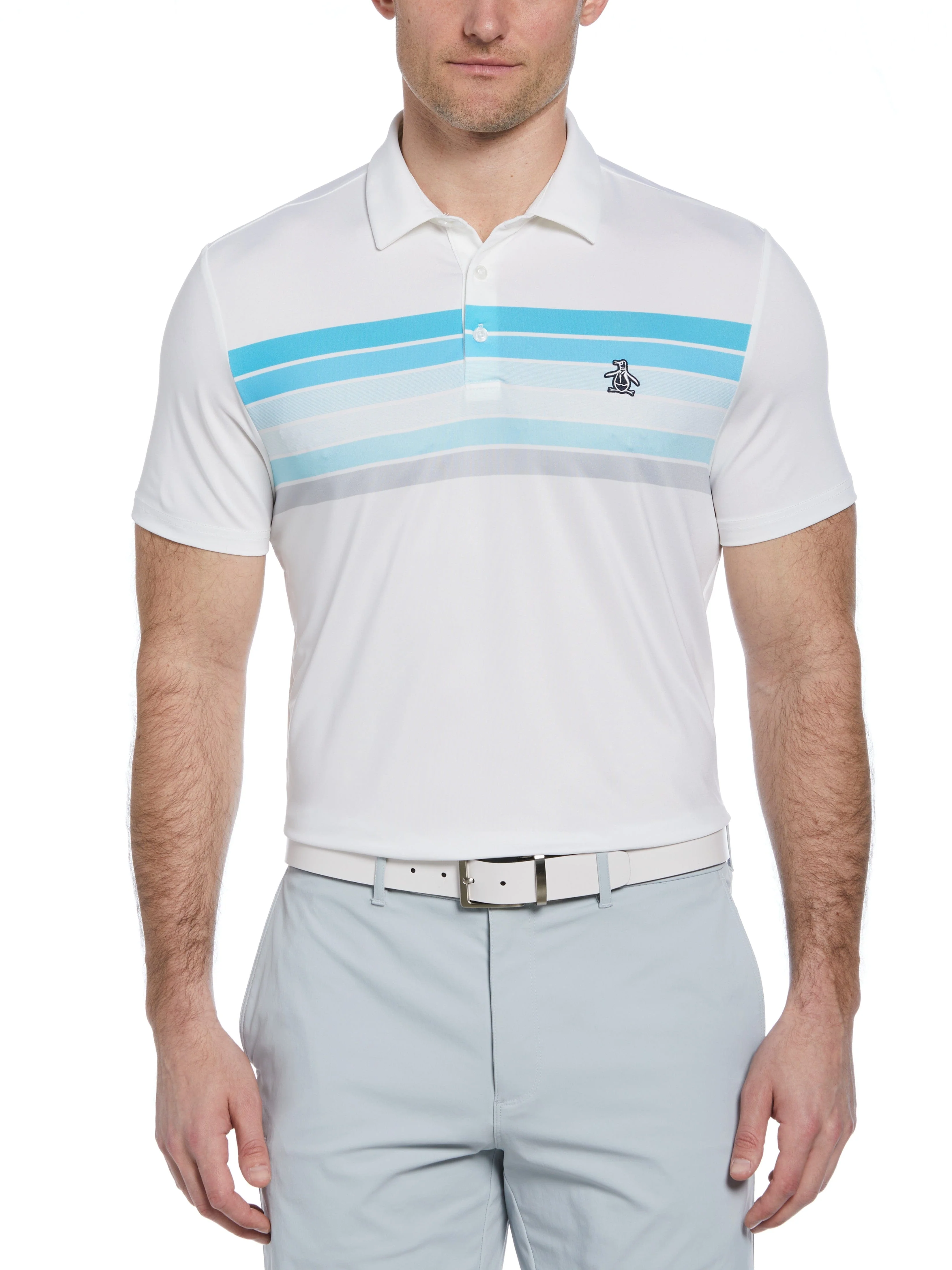 Men's Engineered 70s Stripe Color Block Golf Polo Shirt