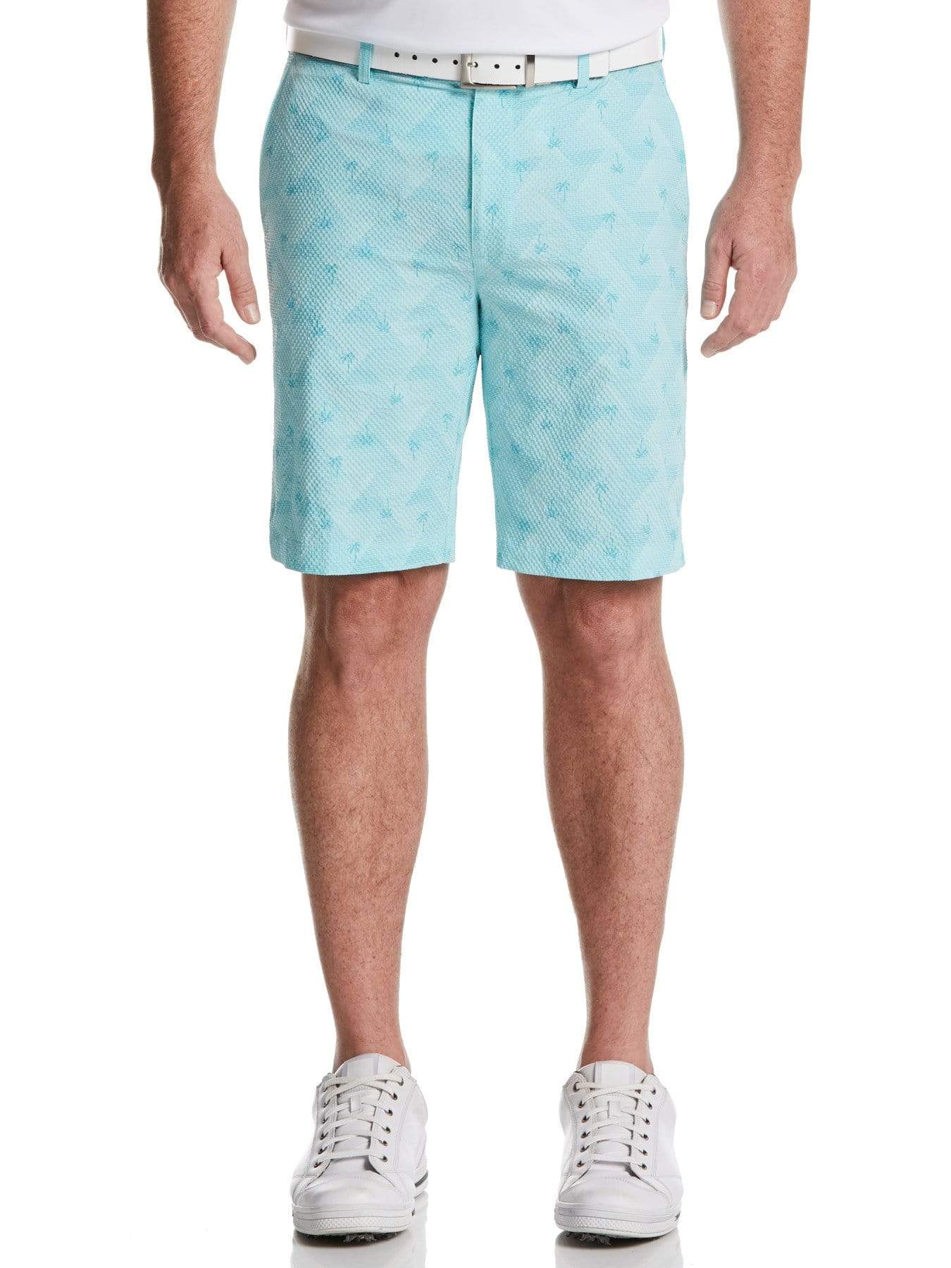 Men's Flat Front Seersucker Geometric Palm Print Golf Short