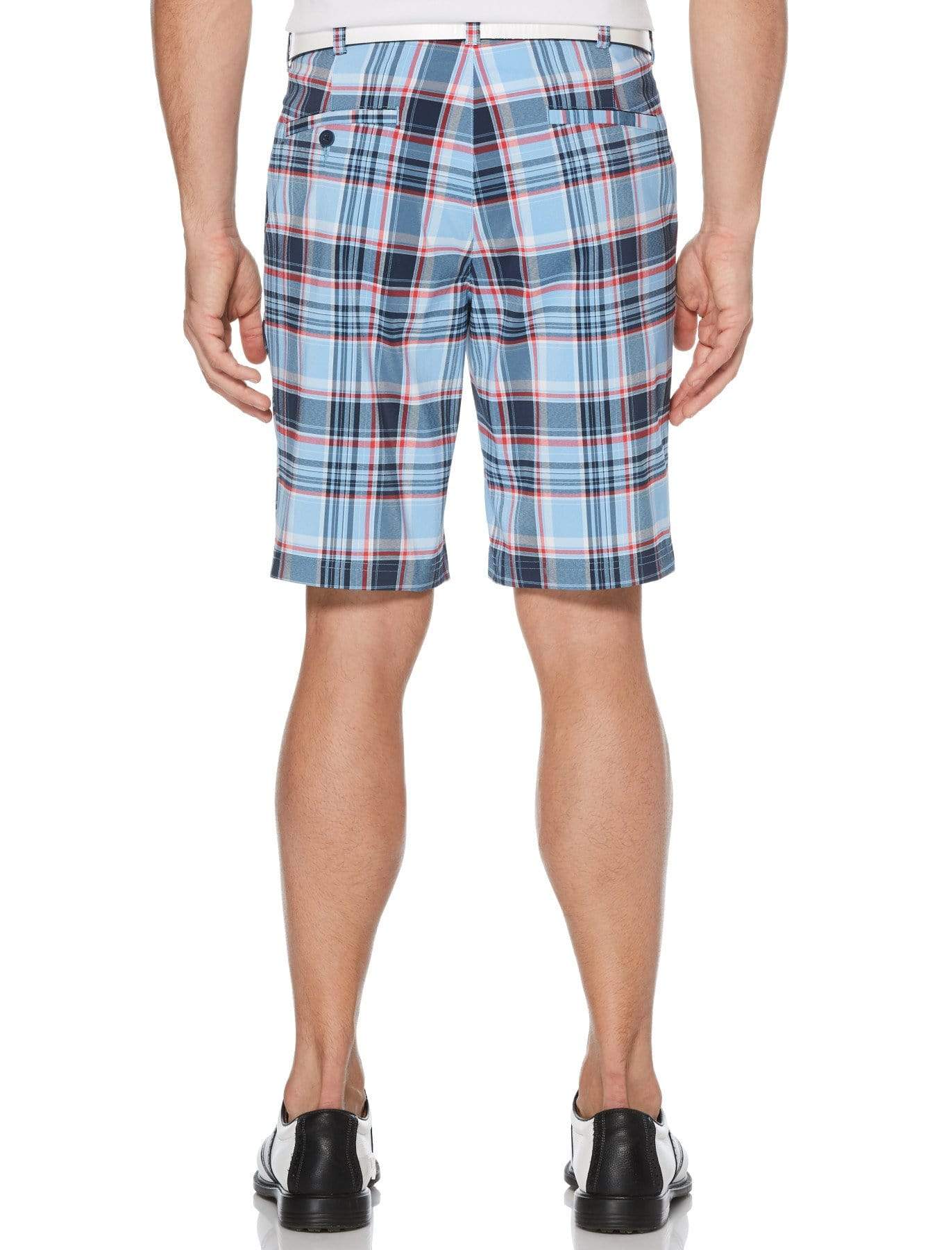 Men's Flat Front Yarn Dye Madras Golf Short with Active Waistband - Image 2