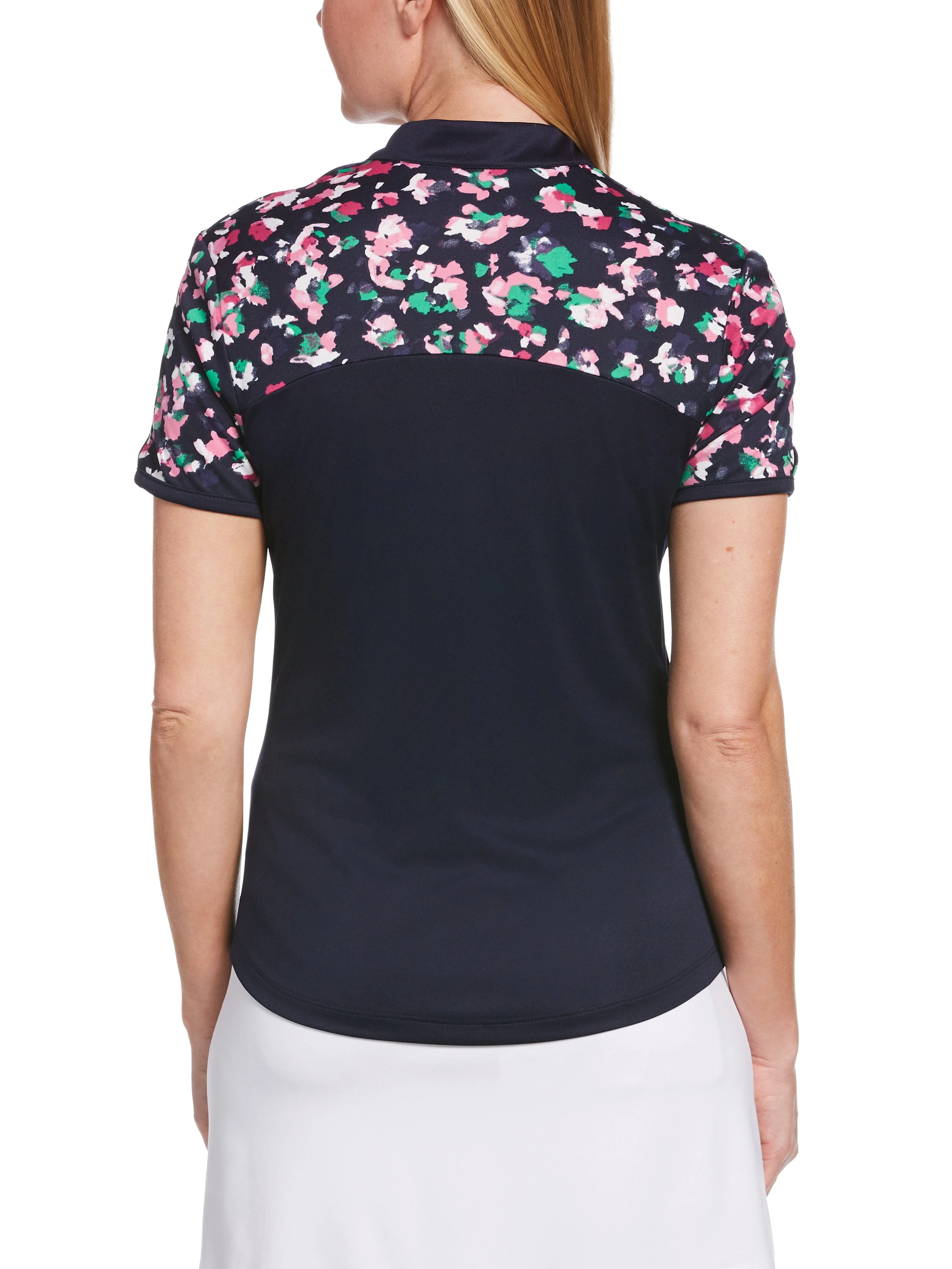 Women's Floral Block Printed Golf Shirt - Image 2