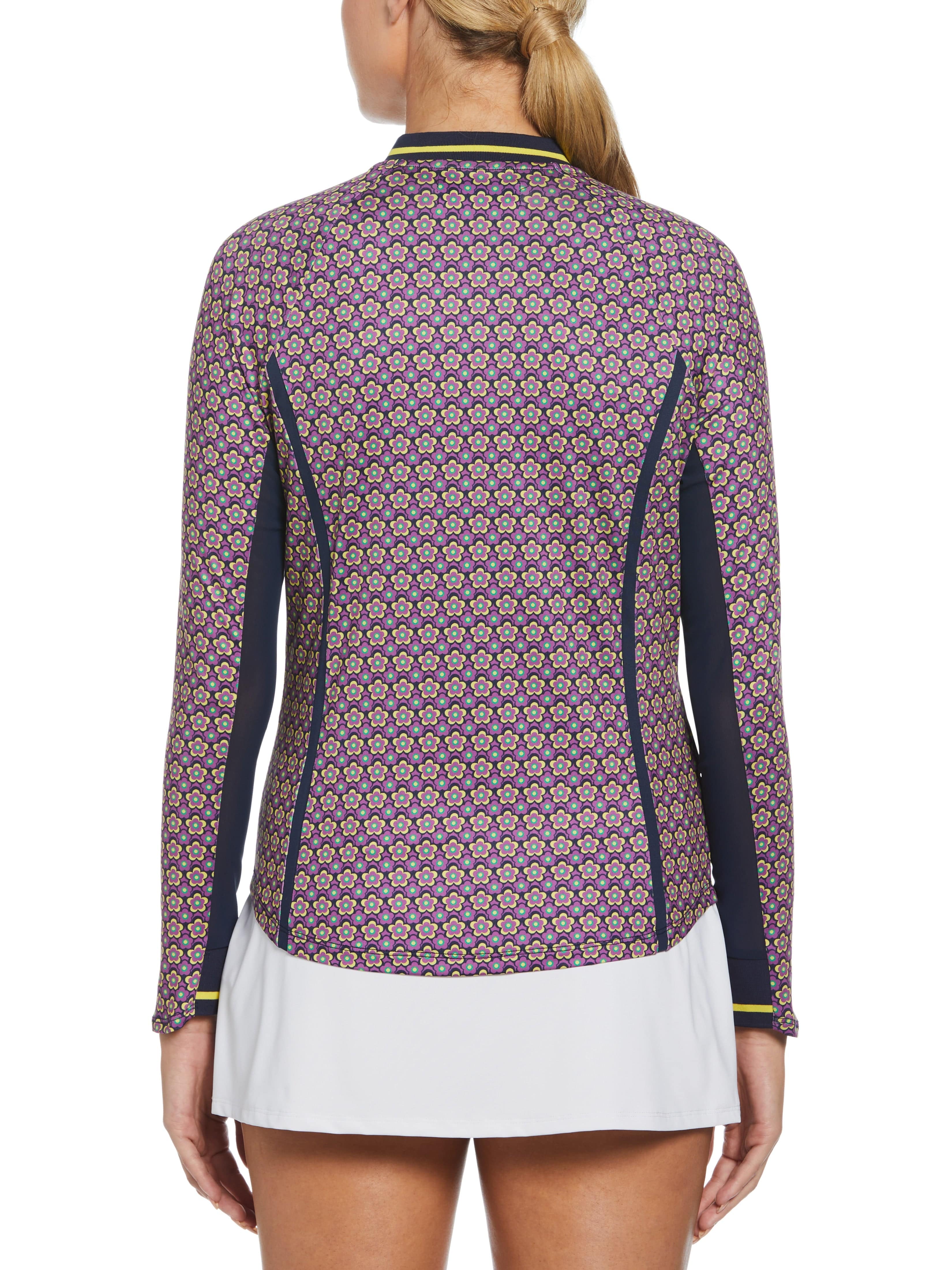 Women's Floral Print Sun Protection Quarter Zip Shirt - Image 2