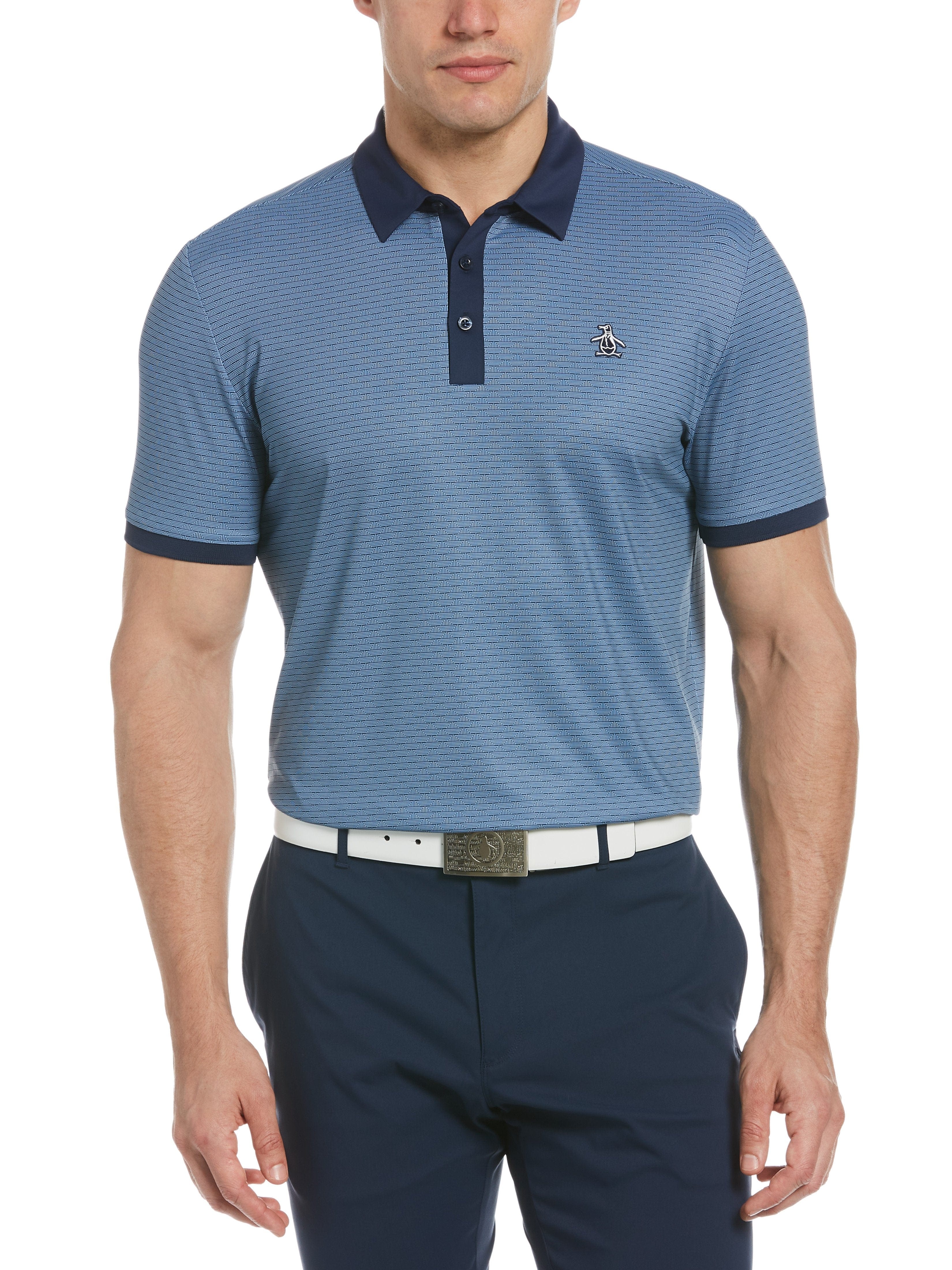 Men's Geo Allover Print Golf Polo
