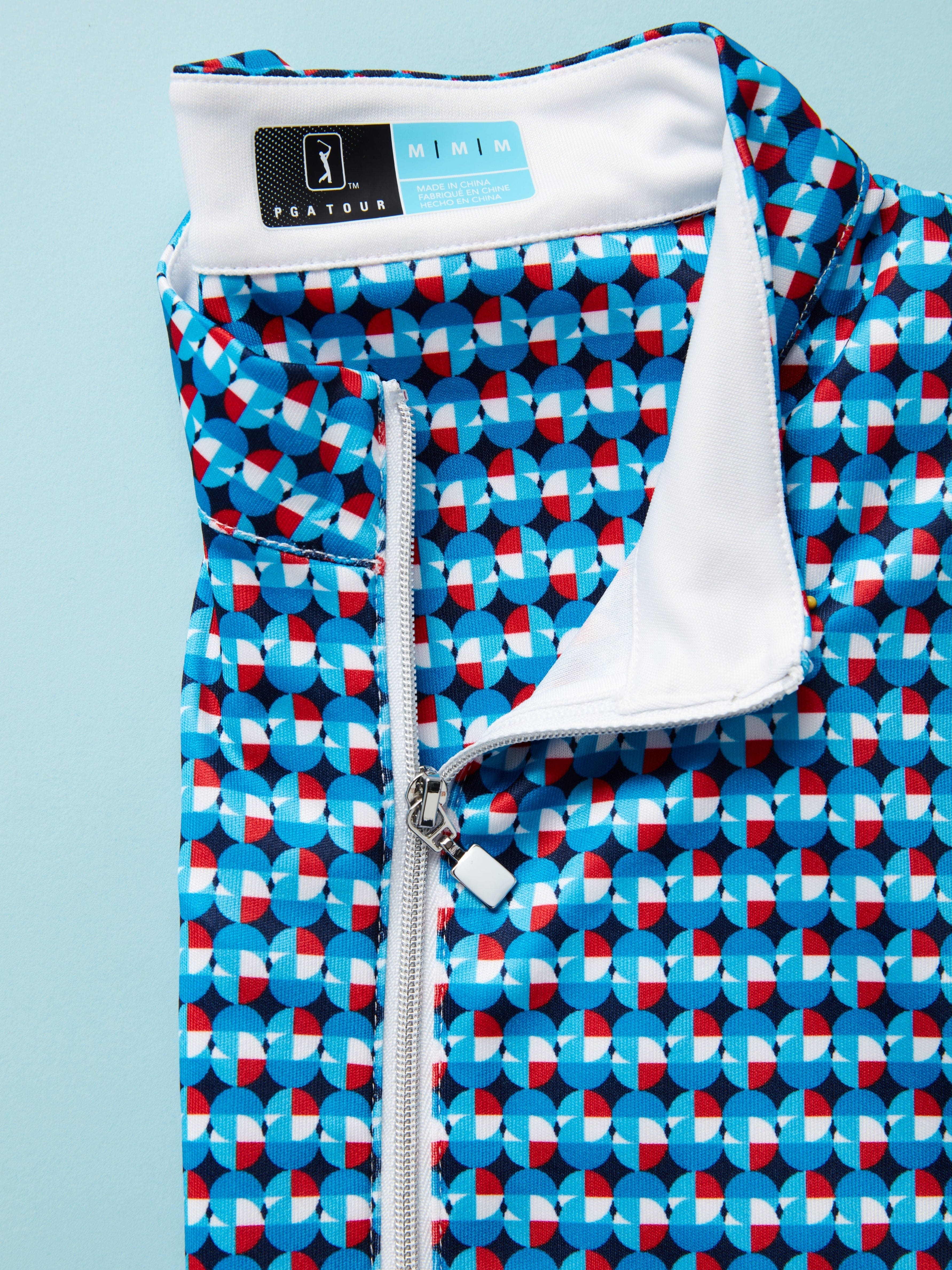Women's Geo Print Golf Polo with Mesh Sleeve Inserts - Image 3