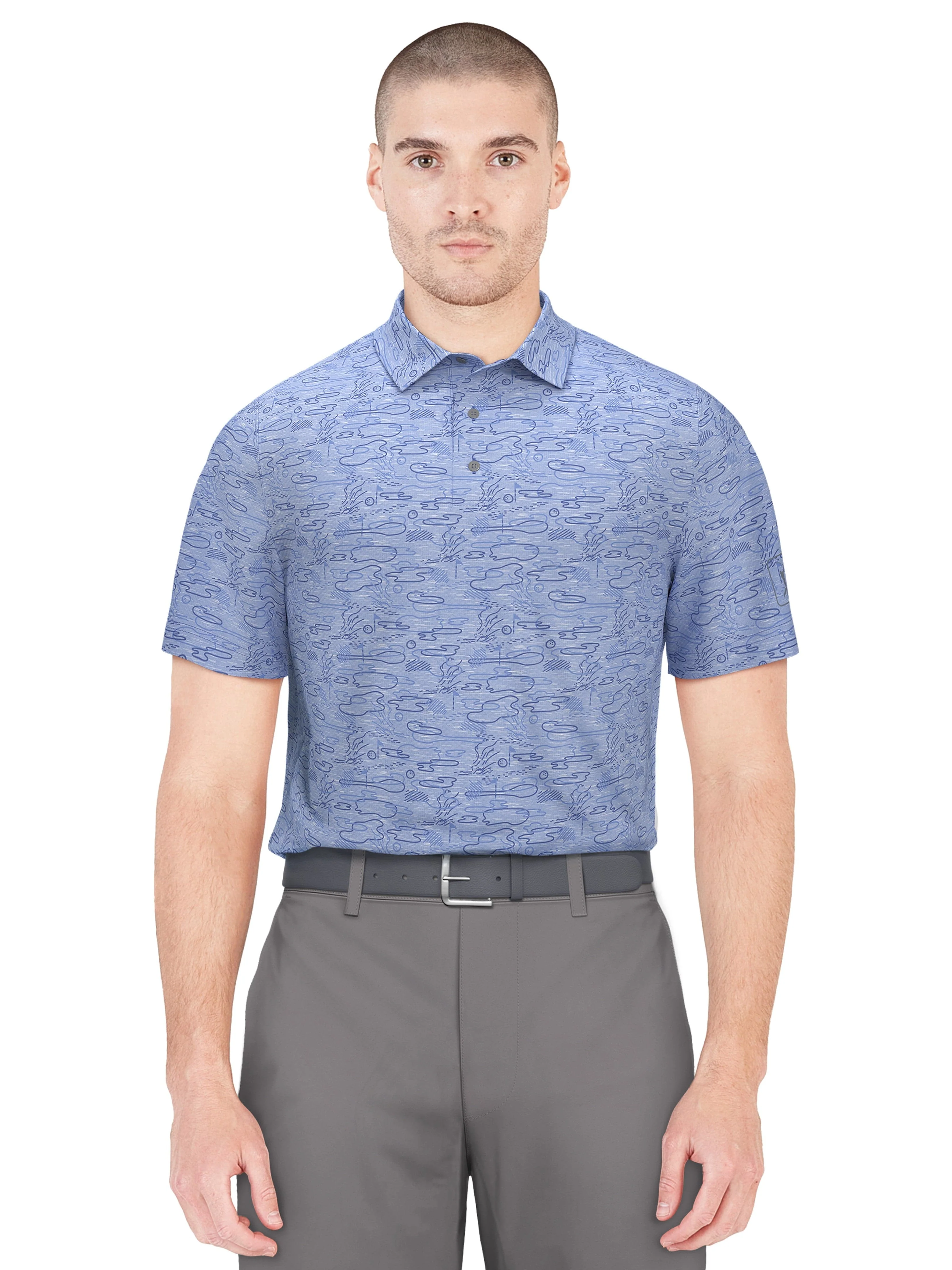Men's Heather Linear Print Golf Polo