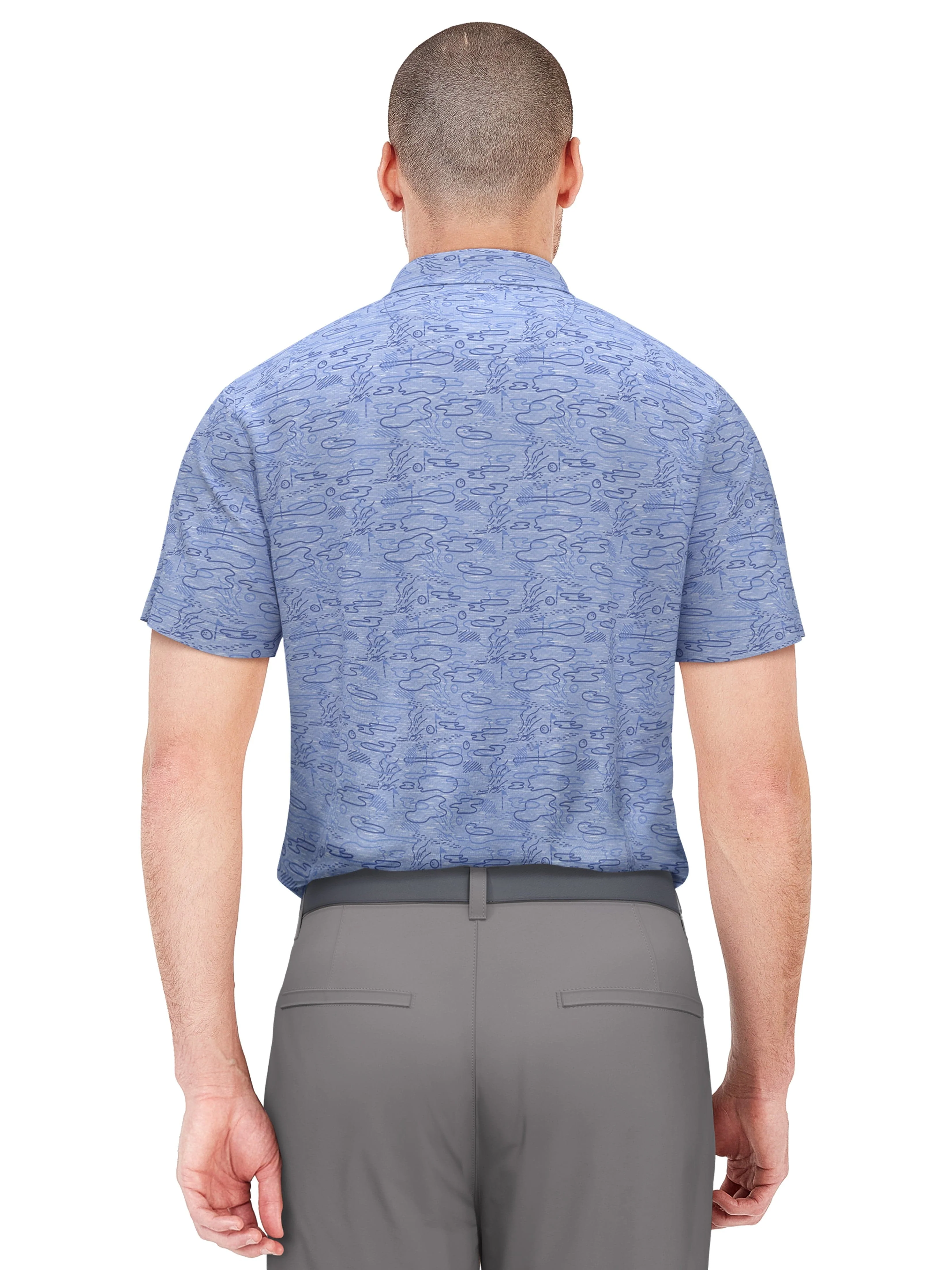 Men's Heather Linear Print Golf Polo - Image 2