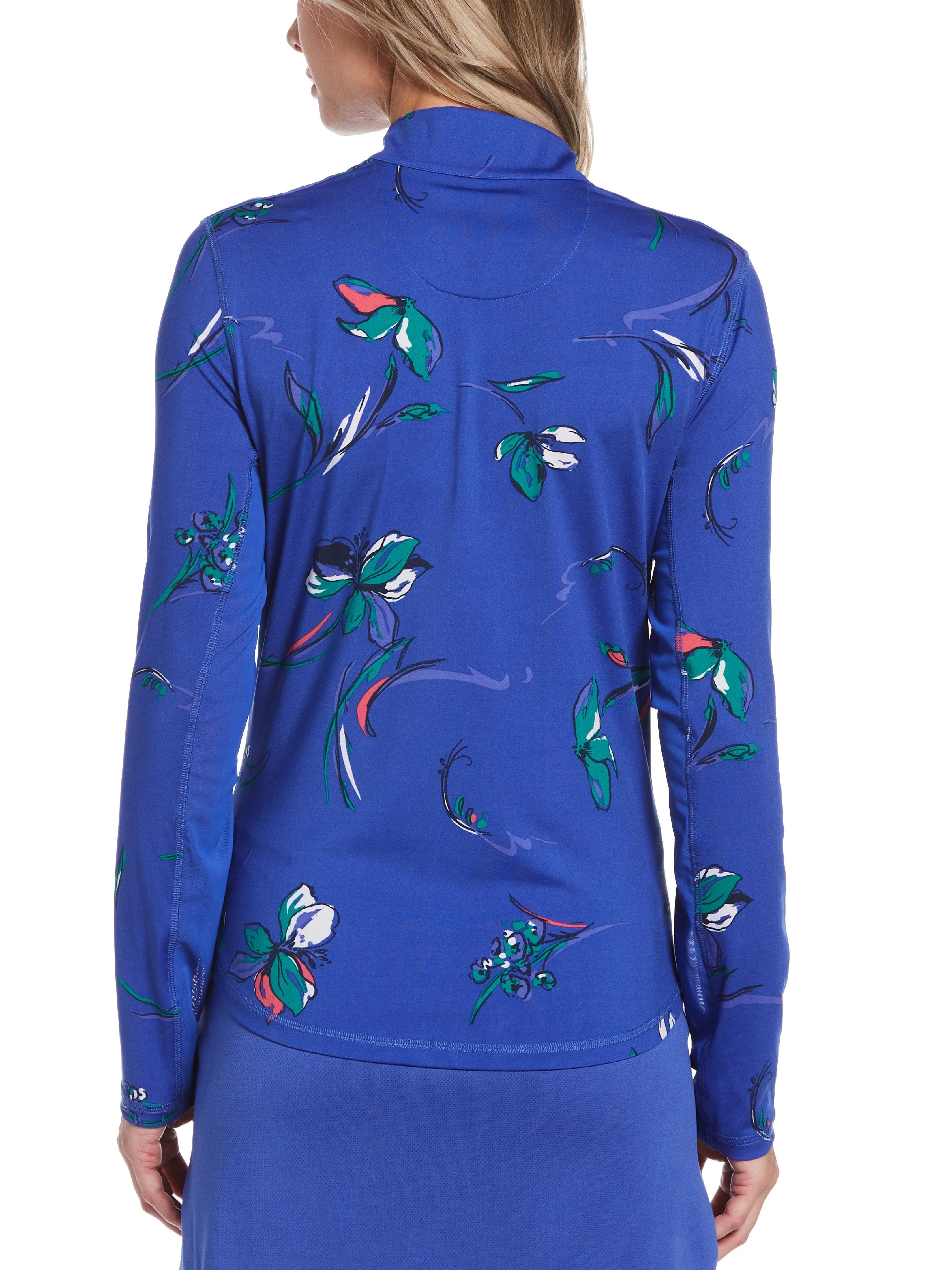 Women's Large Floral Print Quarter Zip Golf Polo - Image 2