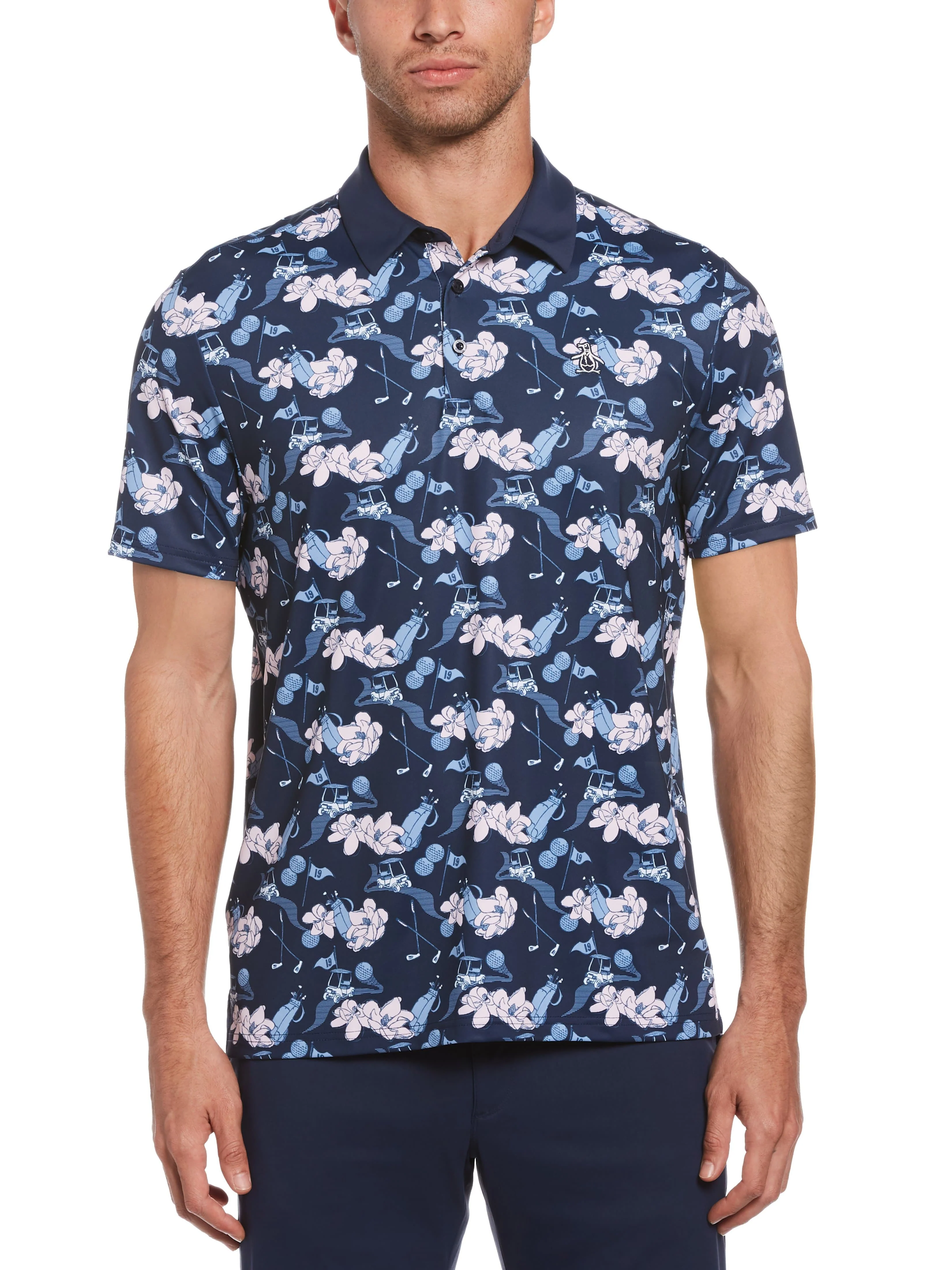 Men's Large Floral Print Golf Polo