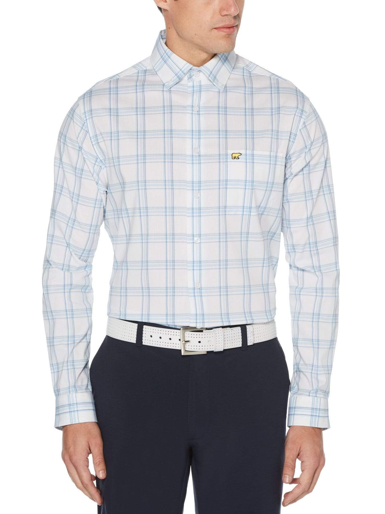 Men's Large Four Color Plaid Long Sleeve Button-Down Shirt