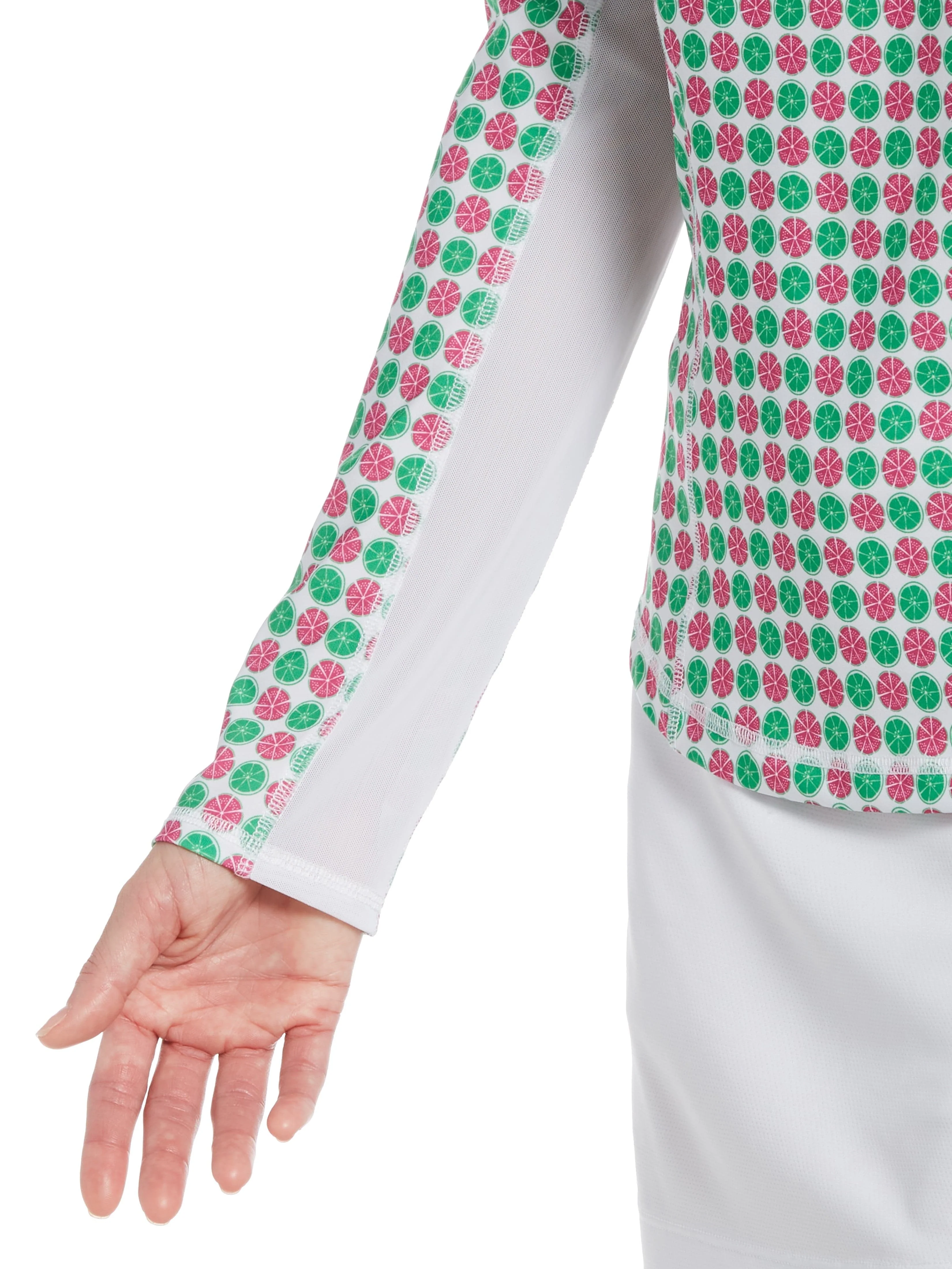 Women's Lime Printed Sun Protection Golf Top - Image 3