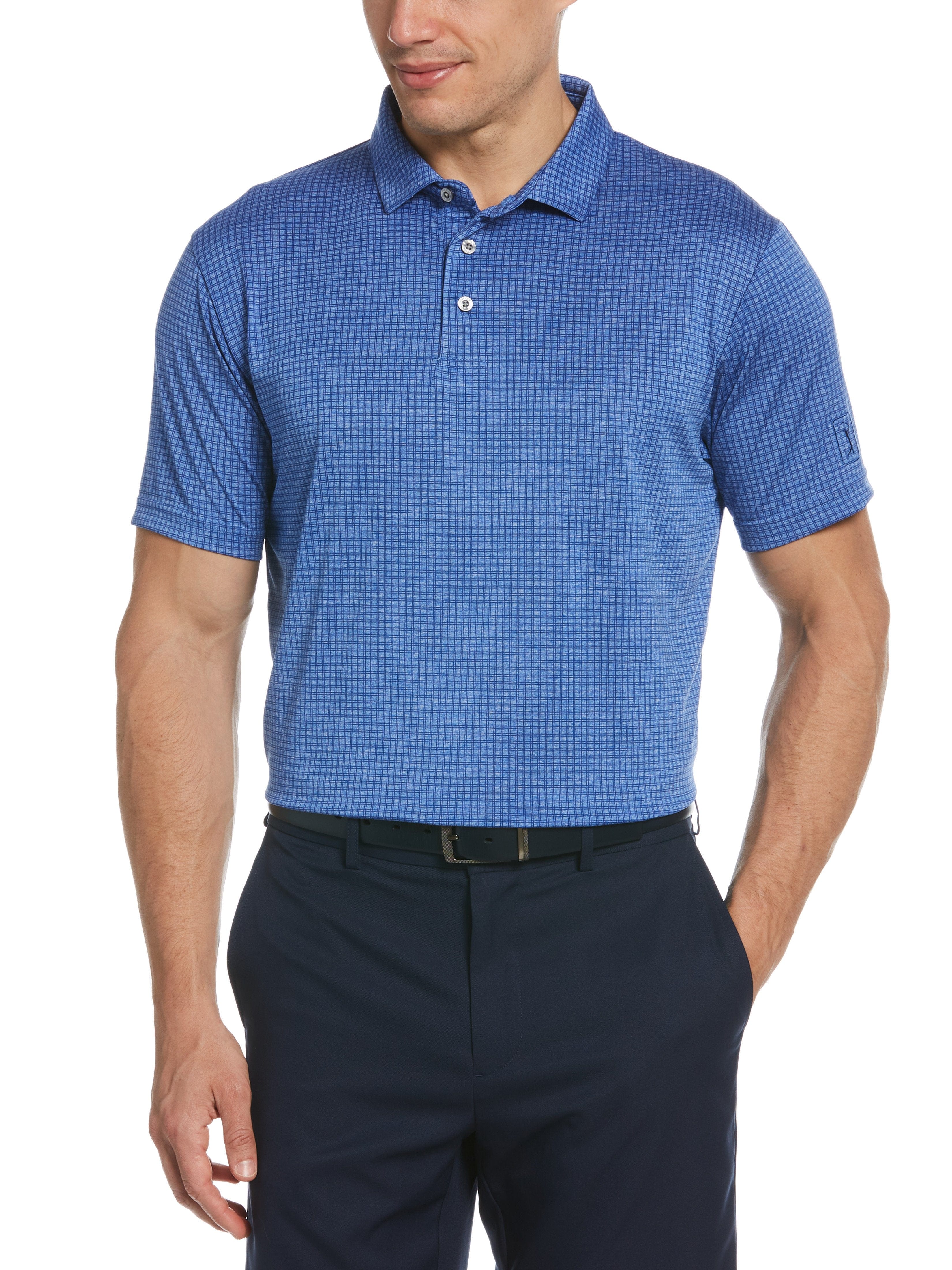 Men's Mini Windowpane Heathered Golf Polo