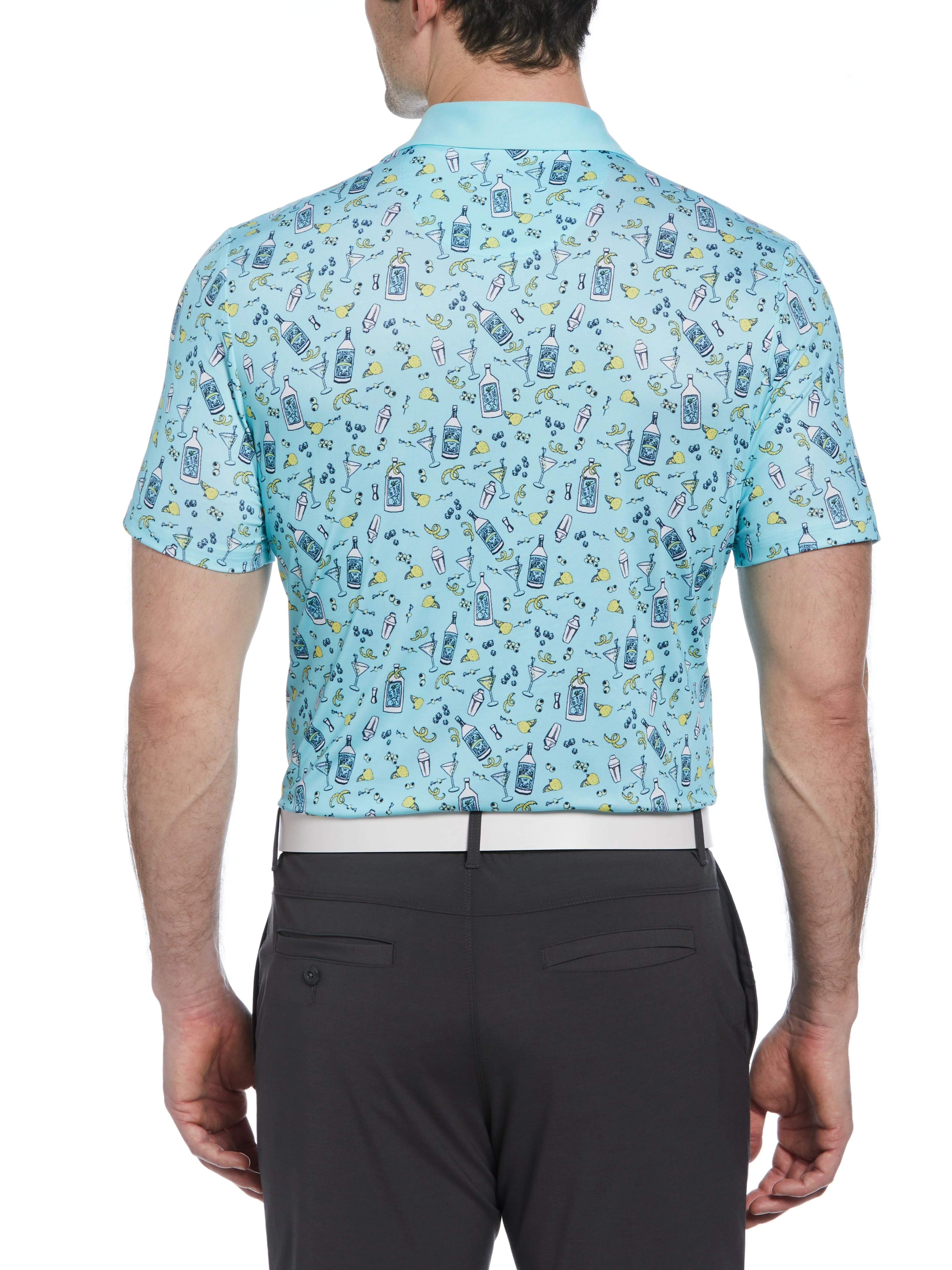 Men's Novelty Martini Print Golf Polo Shirt - Image 2