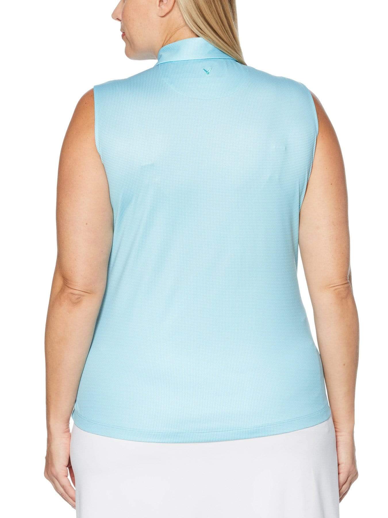 Women's Plus Sleeveless Gingham Printed Polo - Image 2