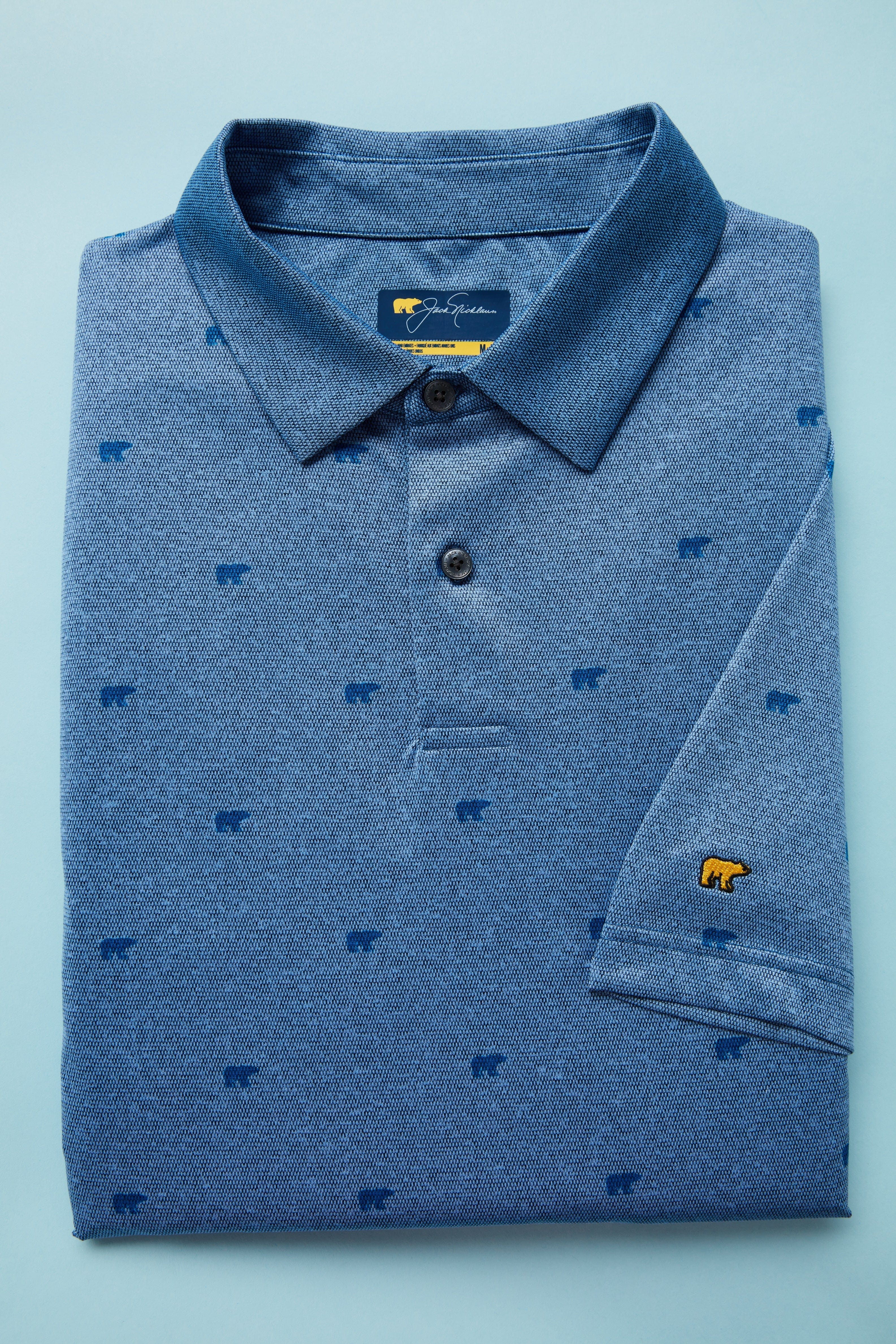 Men's Printed Bear Textured Heather Golf Polo - Image 3