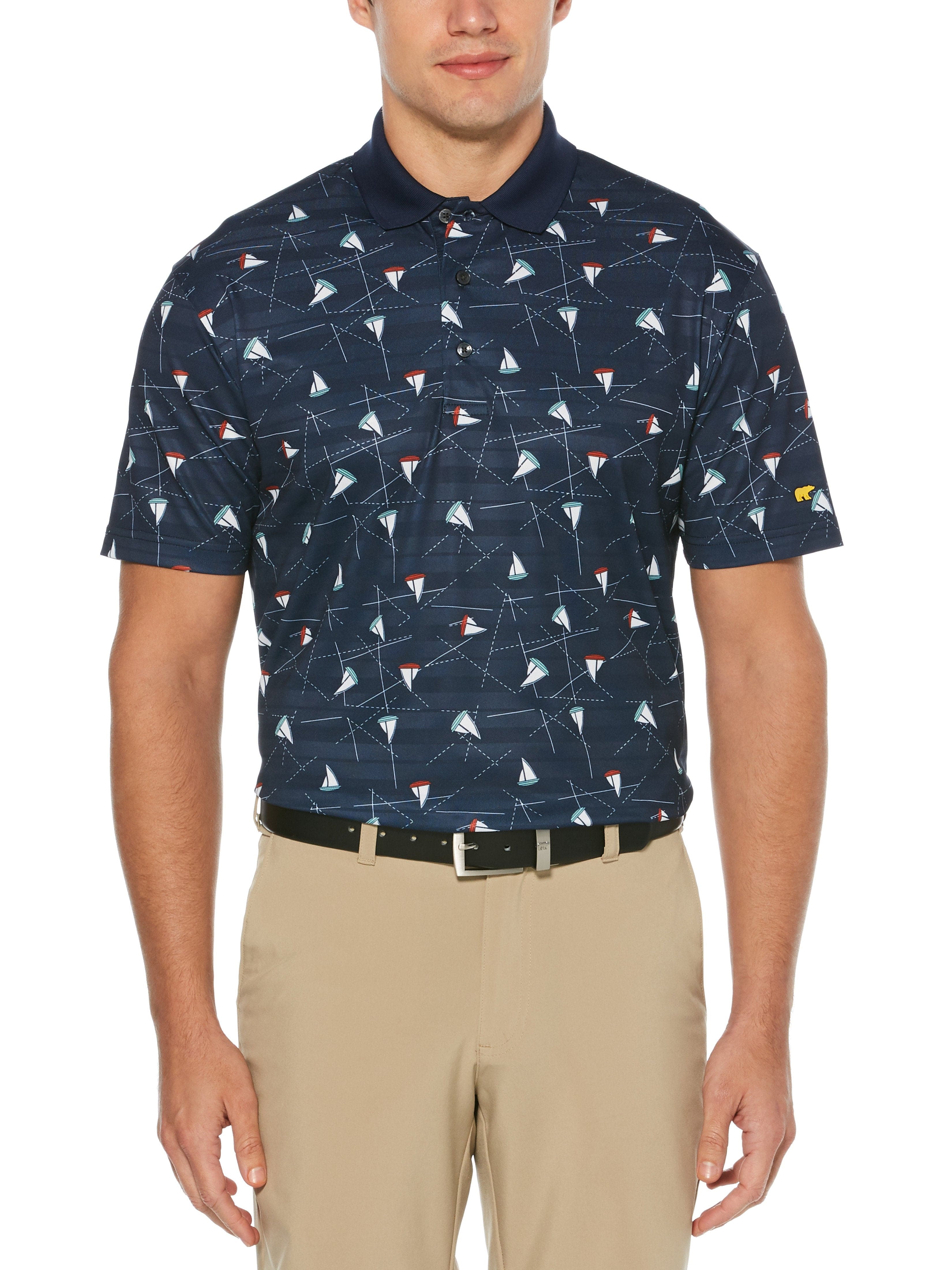 Men's Sailboat Print Golf Polo