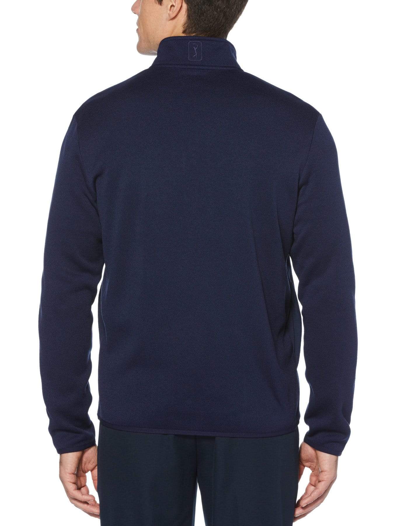 Men's Solid Fleece Back Quarter-Zip Sweater with Binding - Image 2