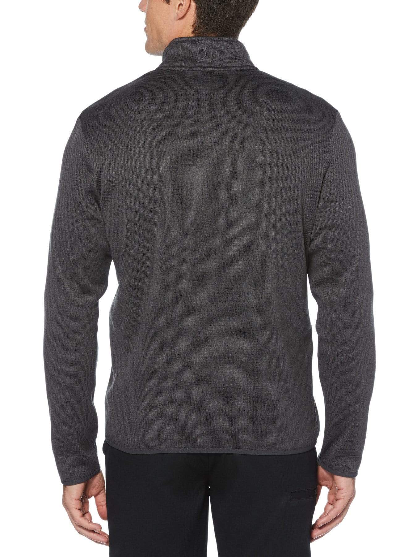 Men's Solid Fleece Back Quarter-Zip Sweater with Binding - Image 2