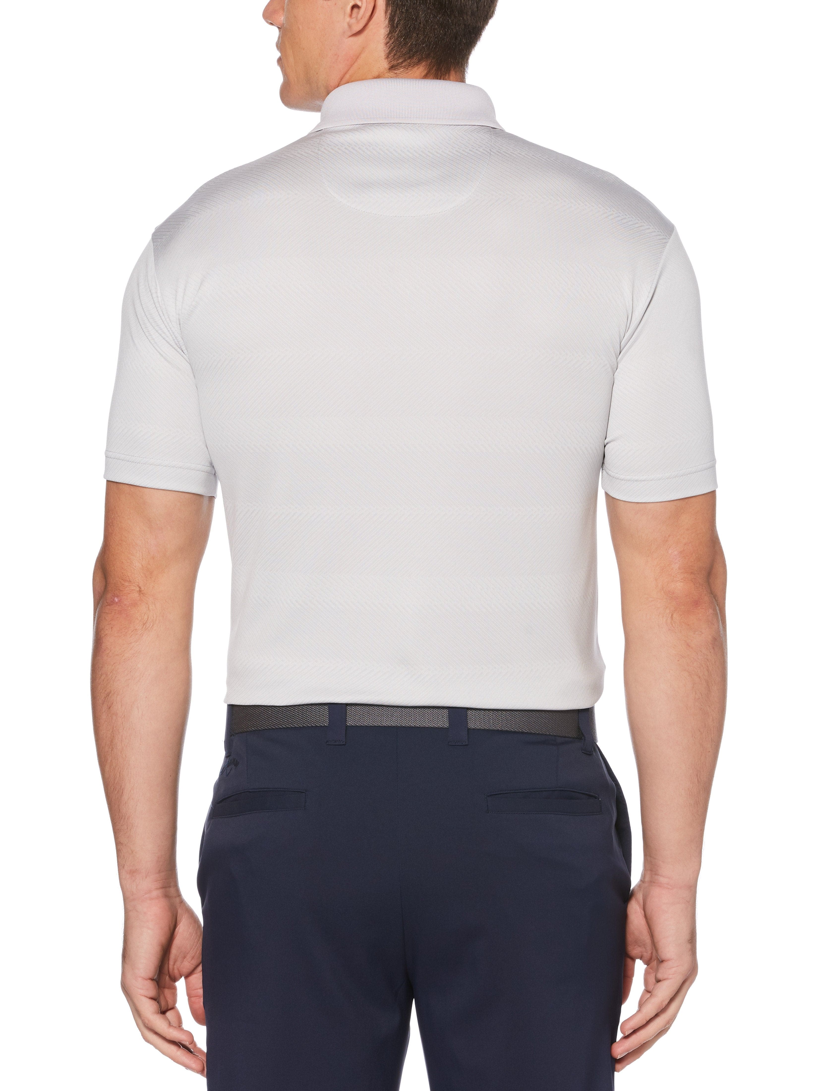 Men's Stacked Twill Jacquard Short Sleeve Golf Polo - Image 2