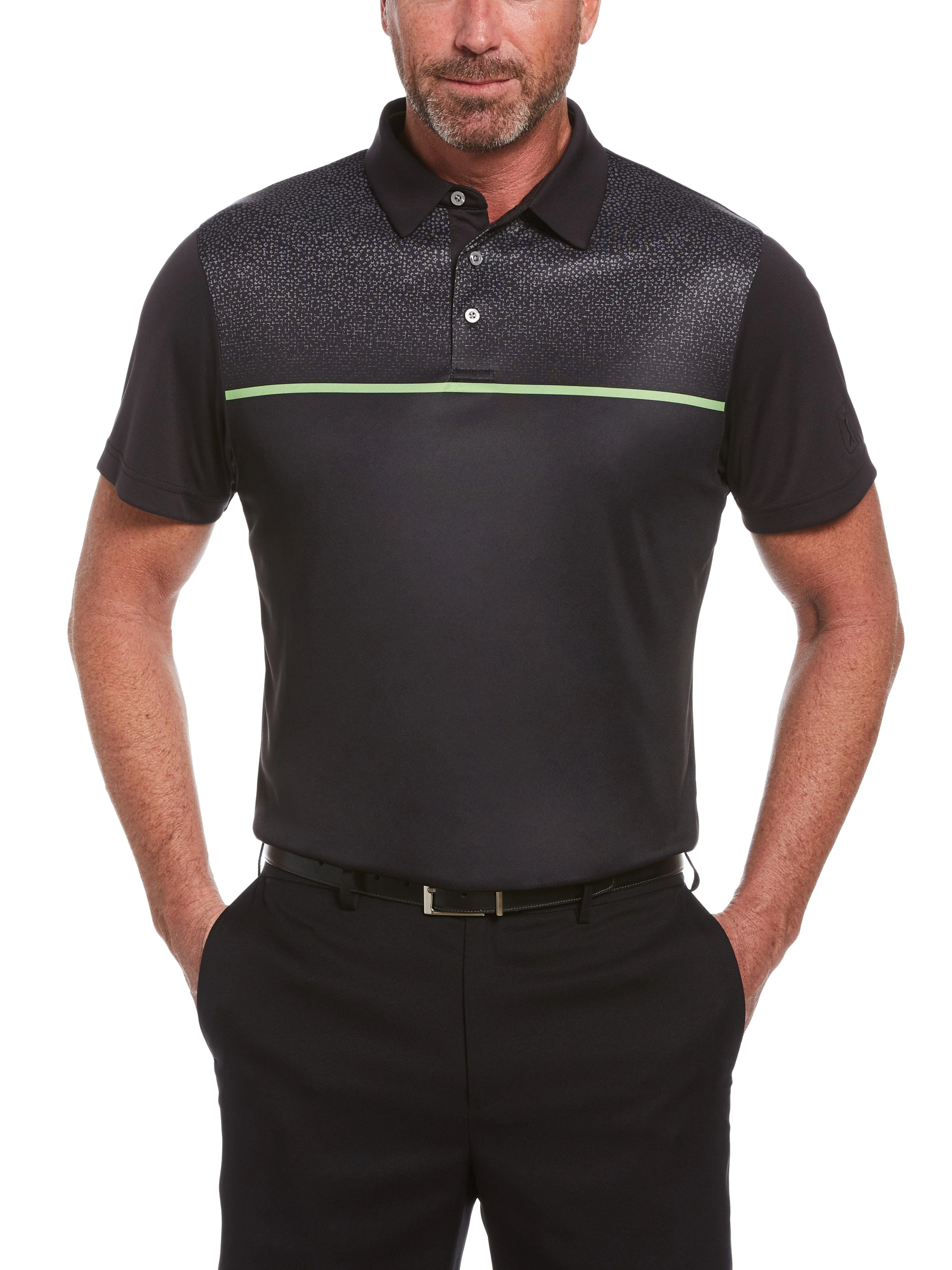 Men's Textured Chest Print Golf Polo