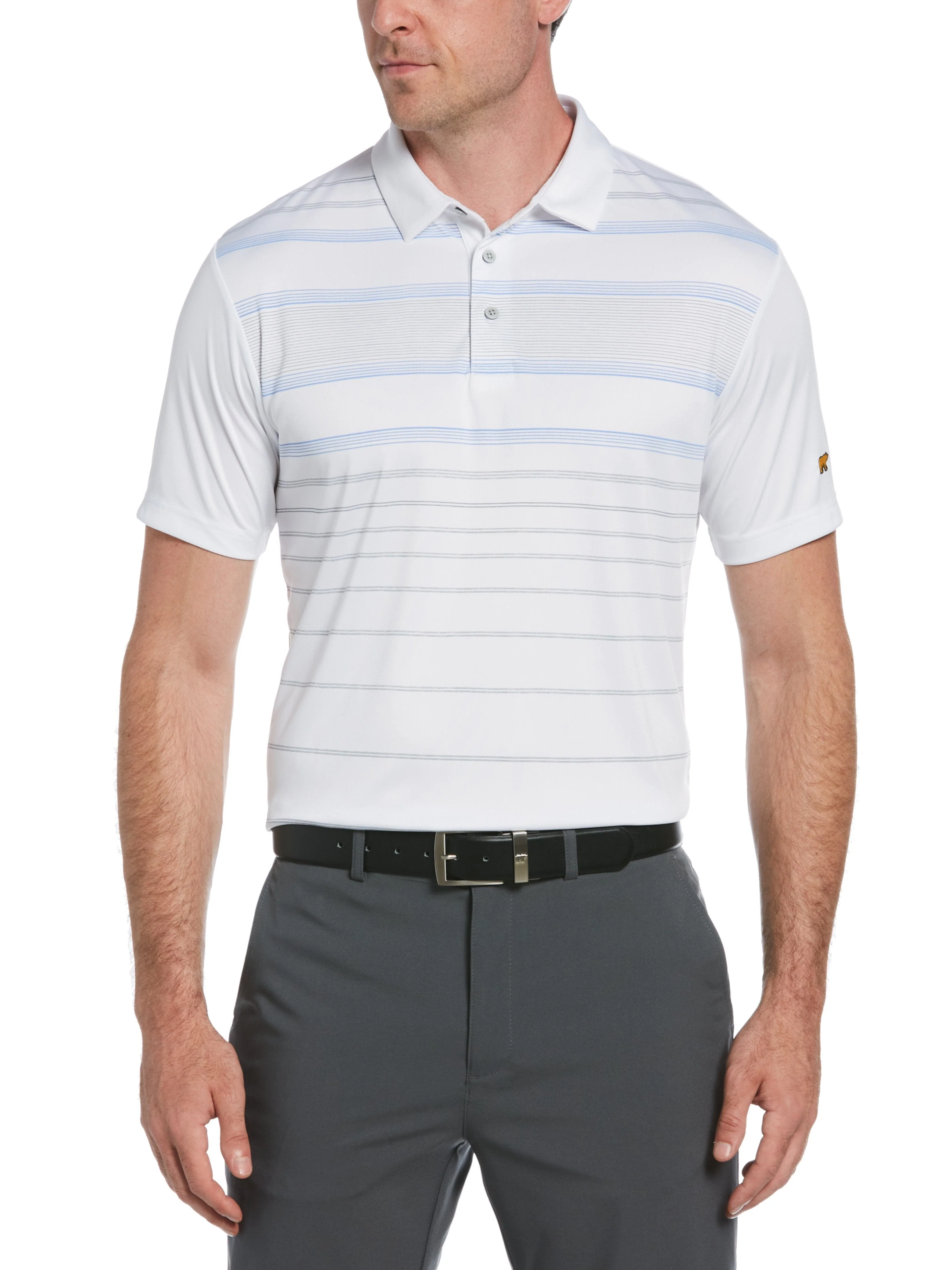 Men's Textured Stripe Print Golf Polo
