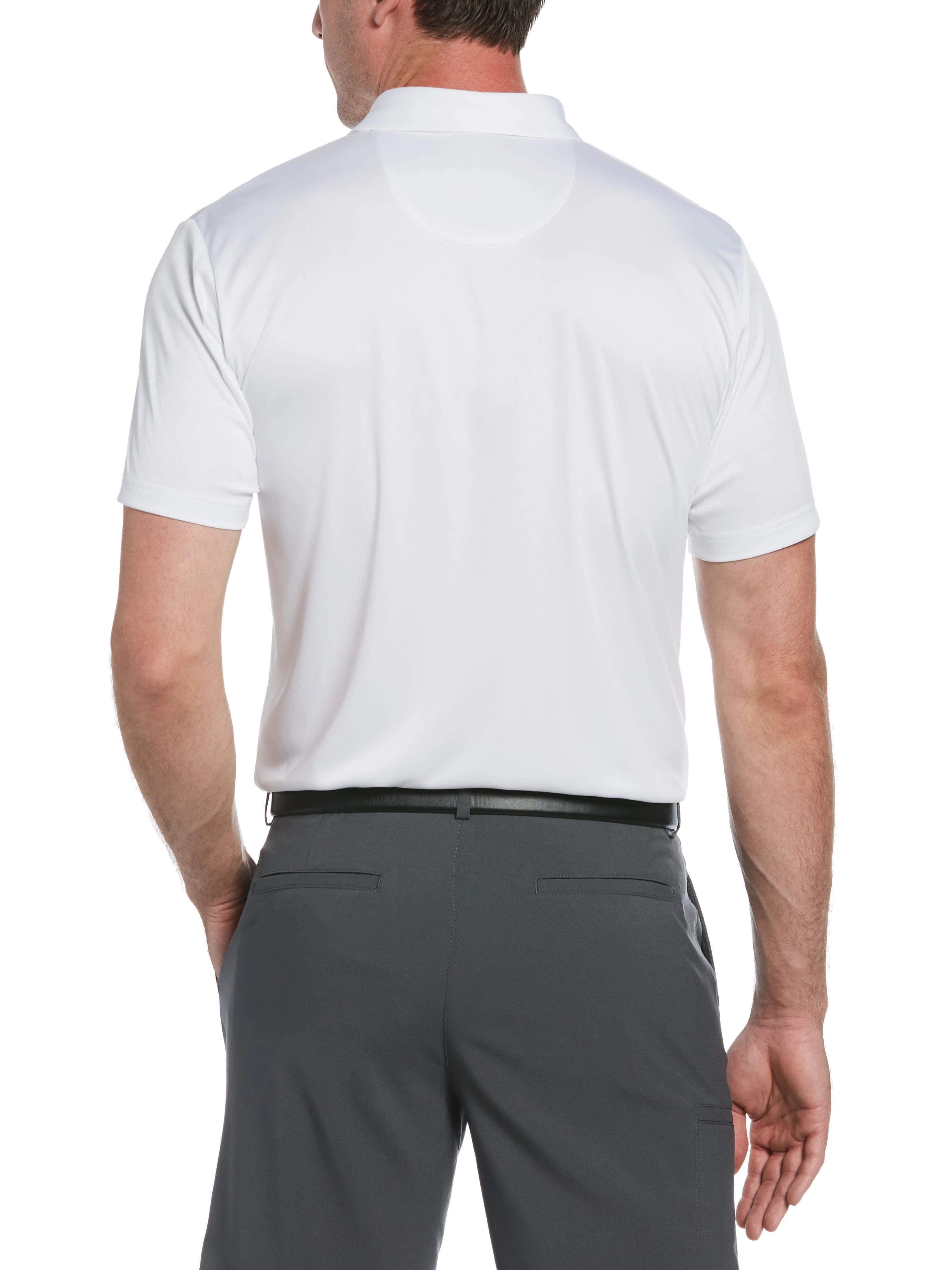 Men's Textured Stripe Print Golf Polo - Image 2