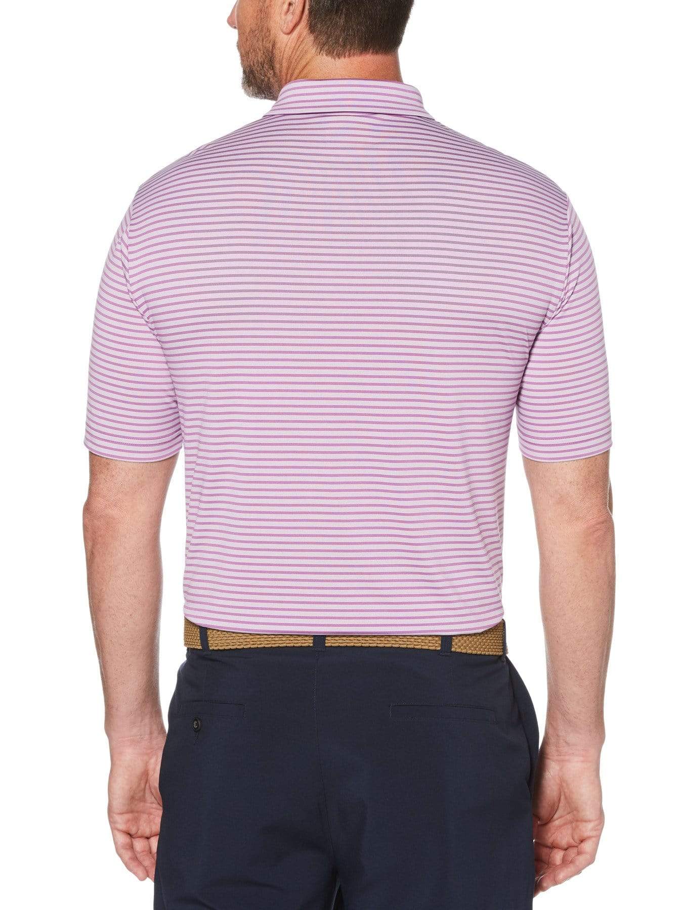 Men's Yarn Dyed Feeder Stripe Short Sleeve Polo - Image 2