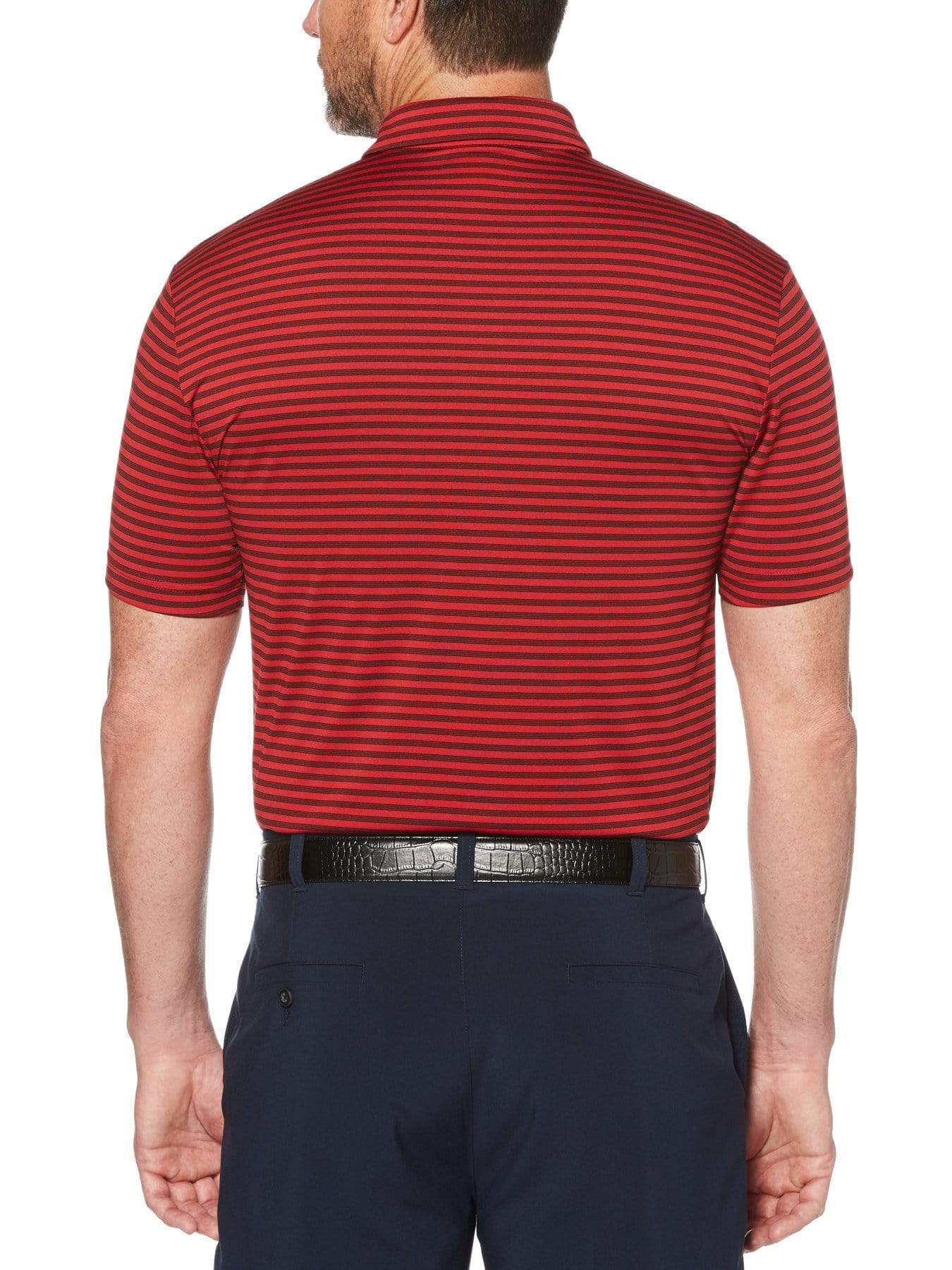 Men's Yarn Dyed Feeder Stripe Short Sleeve Polo - Image 2